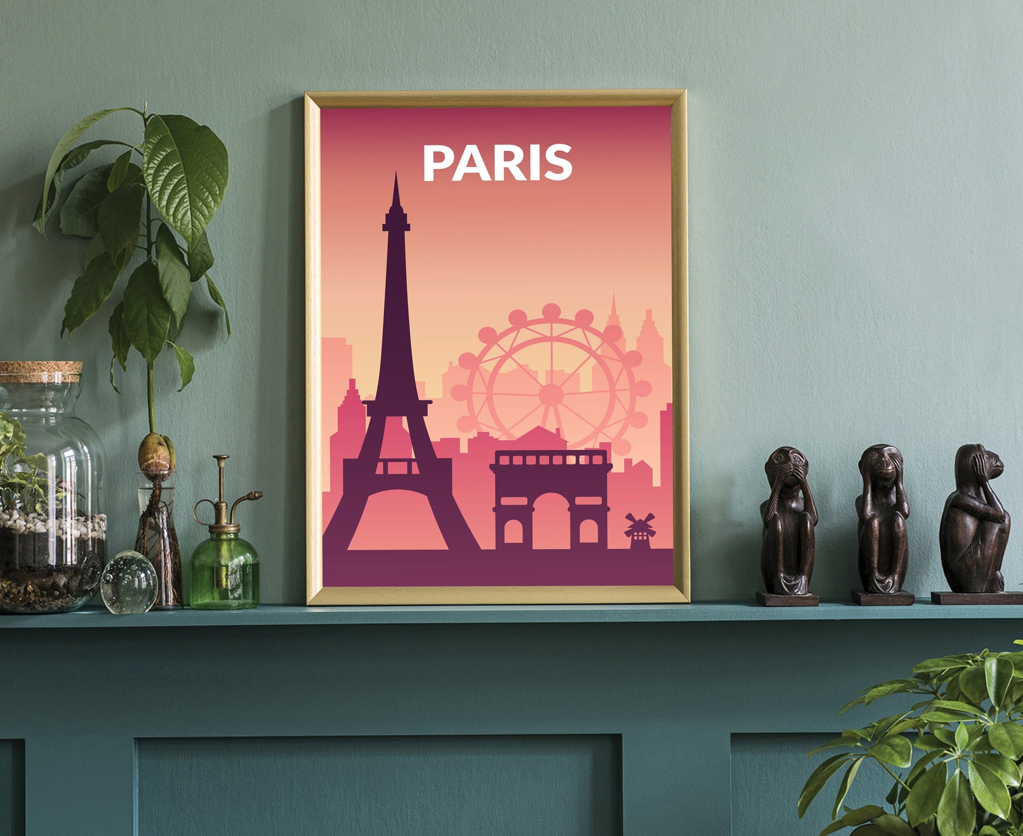 Solid Color World City Poster, France Paris Solid Color Modern Poster Print, Paris Modern City Poster, Office and Home Wall Decoration