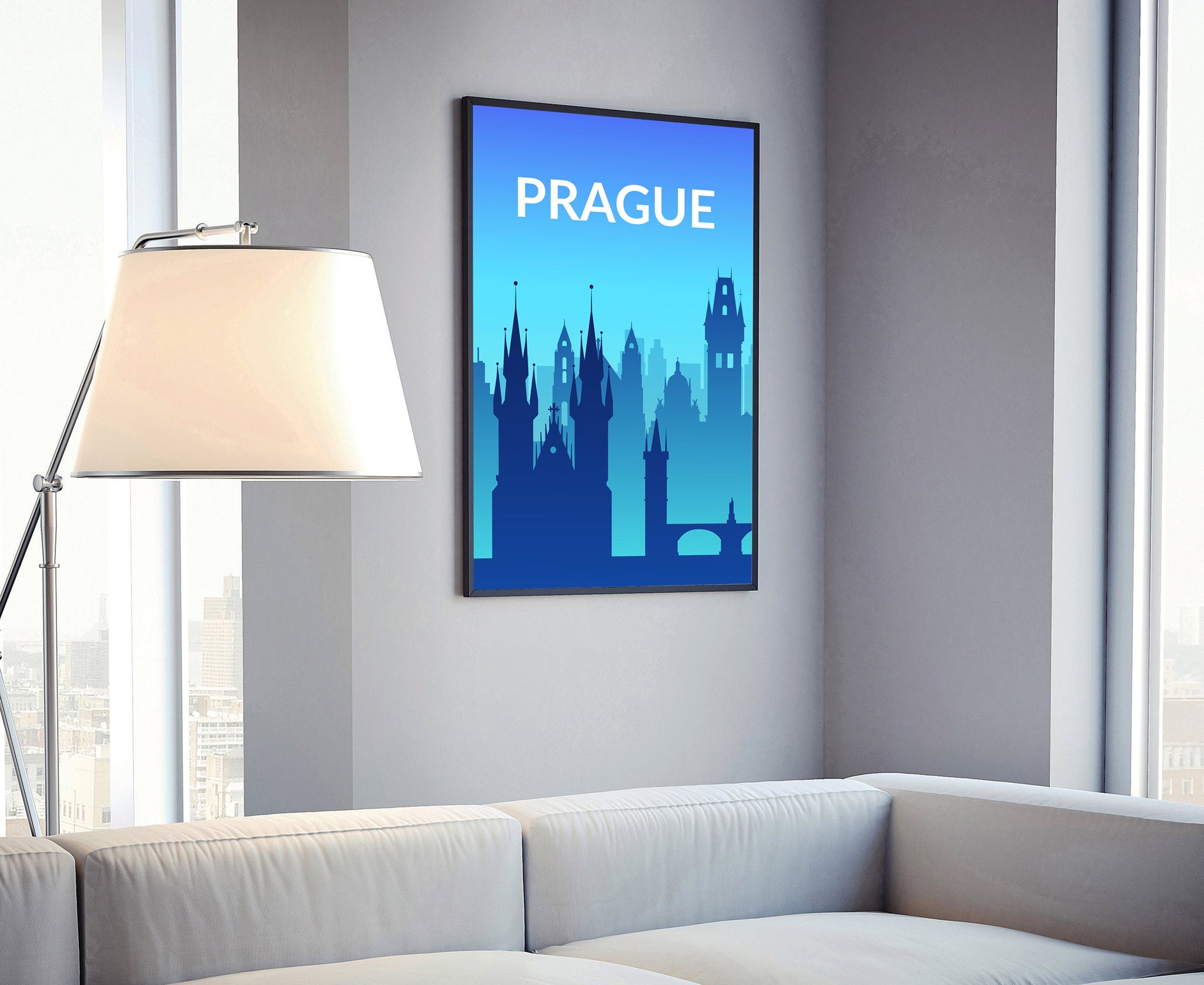 Solid Color World City Poster, Czech Republic Prague Solid Color Modern Poster Print, Prague Modern City Poster, Office Wall Decoration