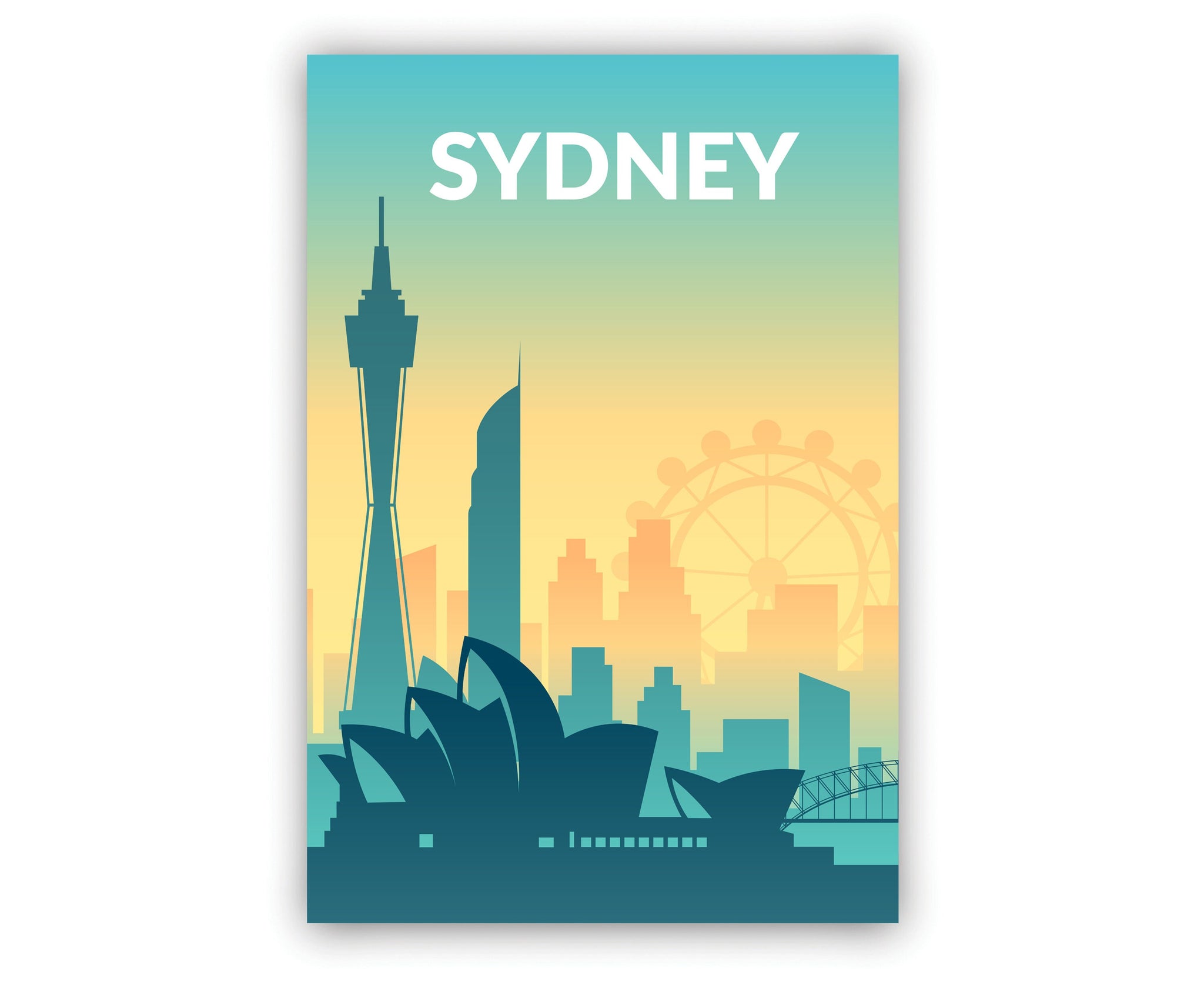 Solid Color World City Poster, Australia Sydney Solid Color Modern Poster Print, Sydney Modern City Poster, Office and Home Wall Decoration