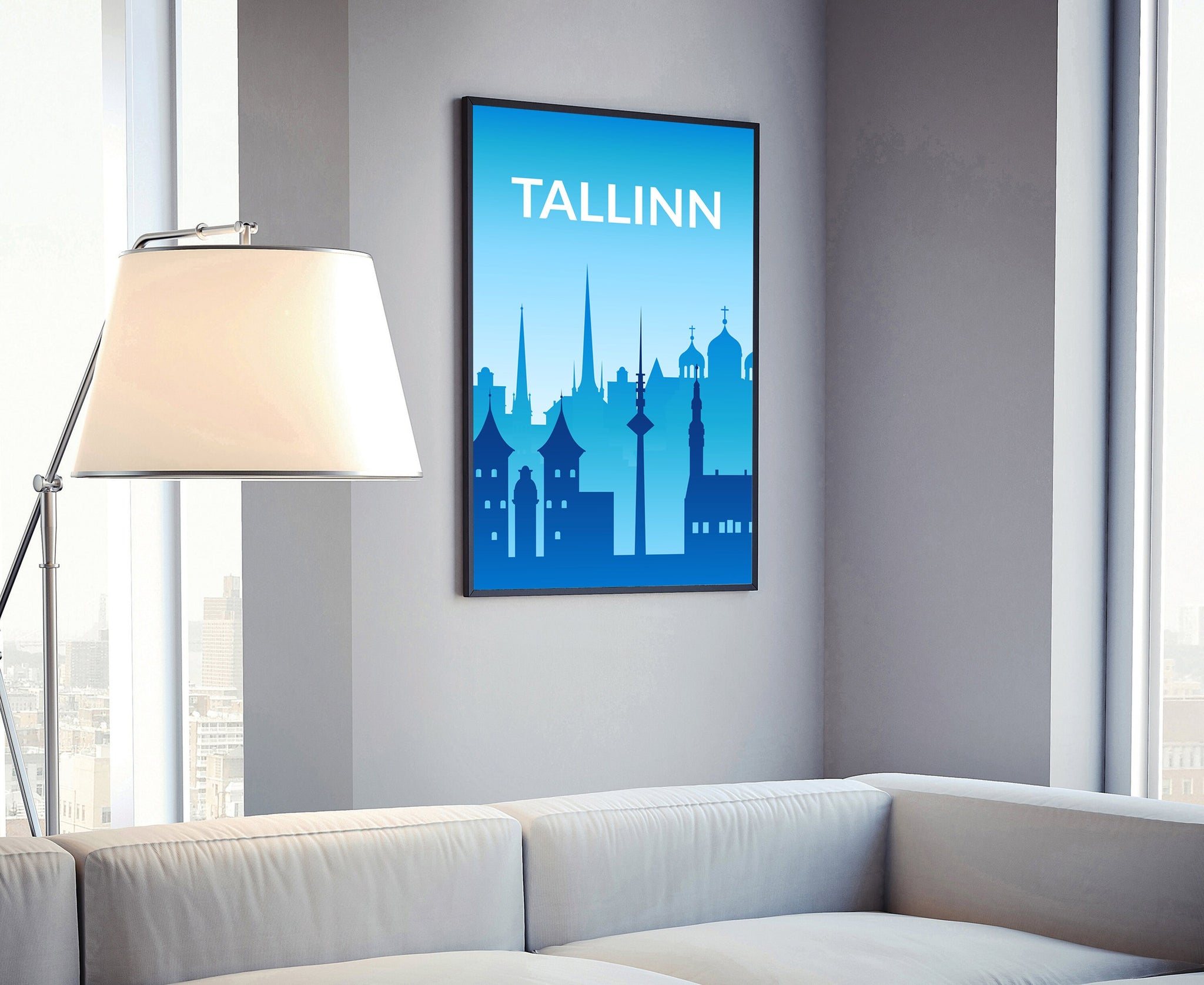 Solid Color World City Poster, Estonia Tallinn Solid Color Modern Poster Print, Tallinn Modern City Poster, Office and Home Wall Decoration