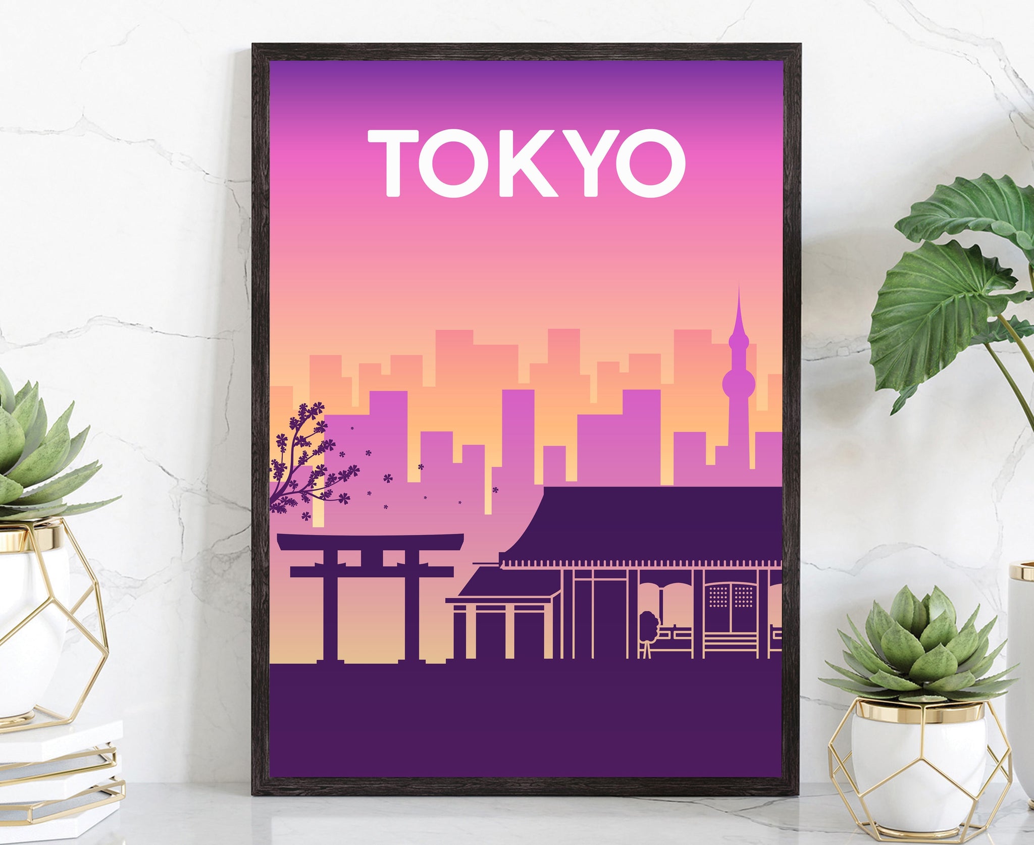 Solid Color World City Poster, Japan Tokyo Solid Color Modern Poster Print, Tokyo Modern City Poster, Office and Home Wall Decoration