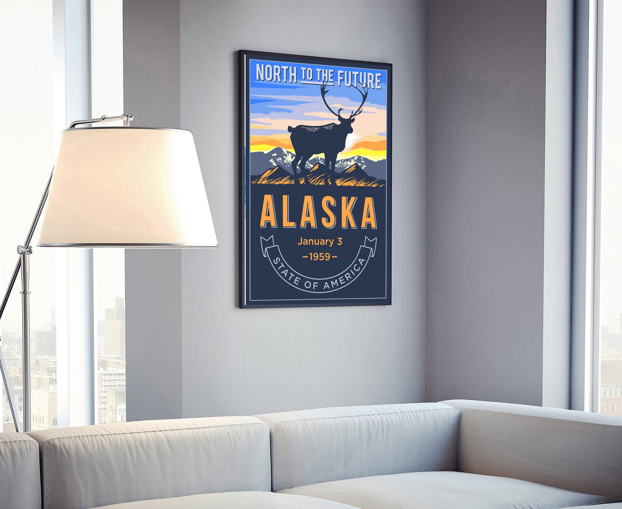 United States Alaska State Poster, Alaska Poster Print, Alaska State Emblem Poster, Retro Travel State Poster, Home and Office Wall Art