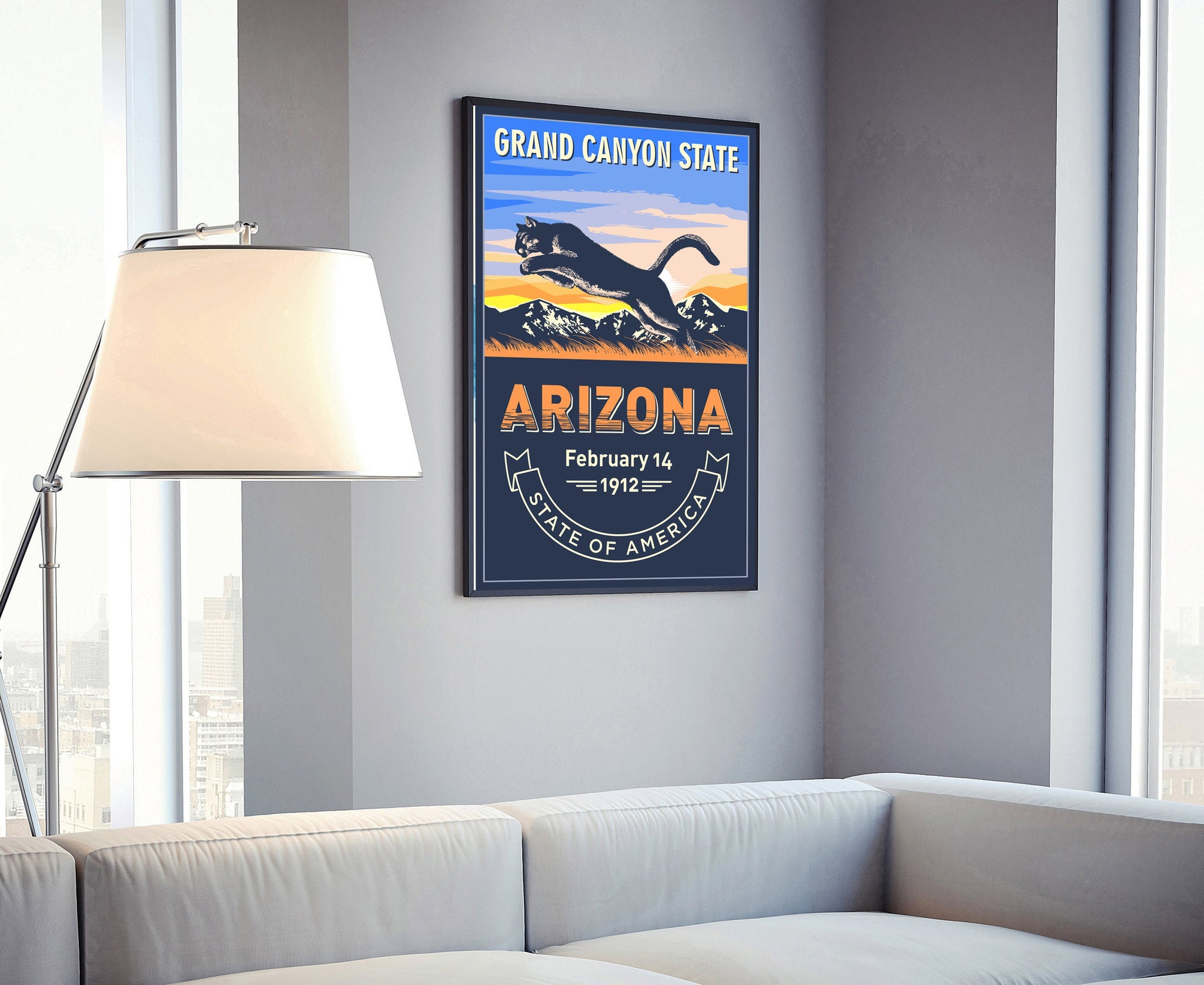 United States Arizona State Poster, Arizona Poster Print, Arizona State Emblem Poster, Retro Travel State Poster, Home and Office Wall Art