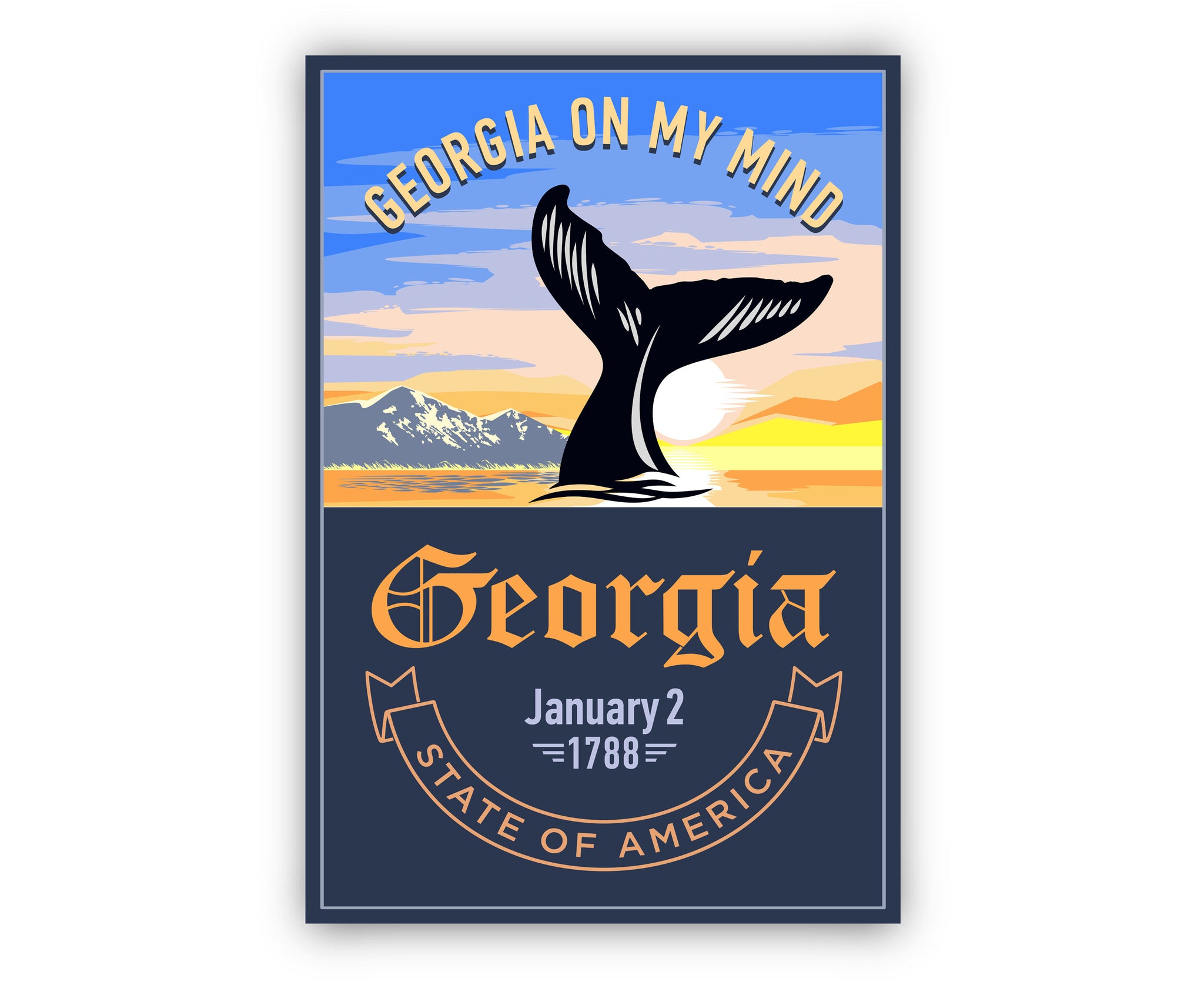 United States Georgia State Poster, Georgia Poster Print, Georgia State Emblem Poster, Retro Travel State Poster, Home and Office Wall Art