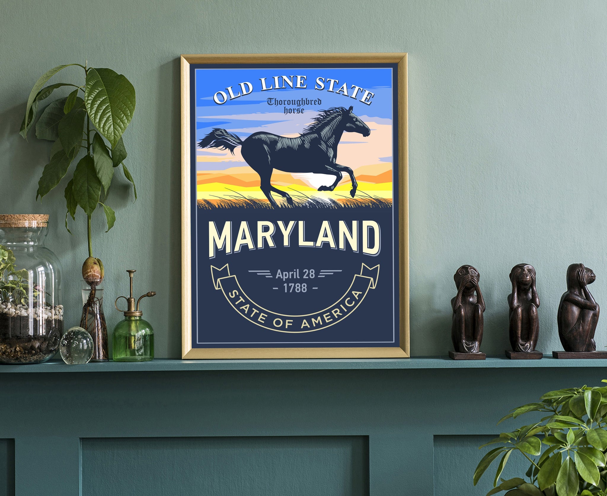 United States Poster, Maryland State Poster Print, Maryland State Emblem Poster, Retro Travel State Poster, Home Wall Art, Office Wall Art