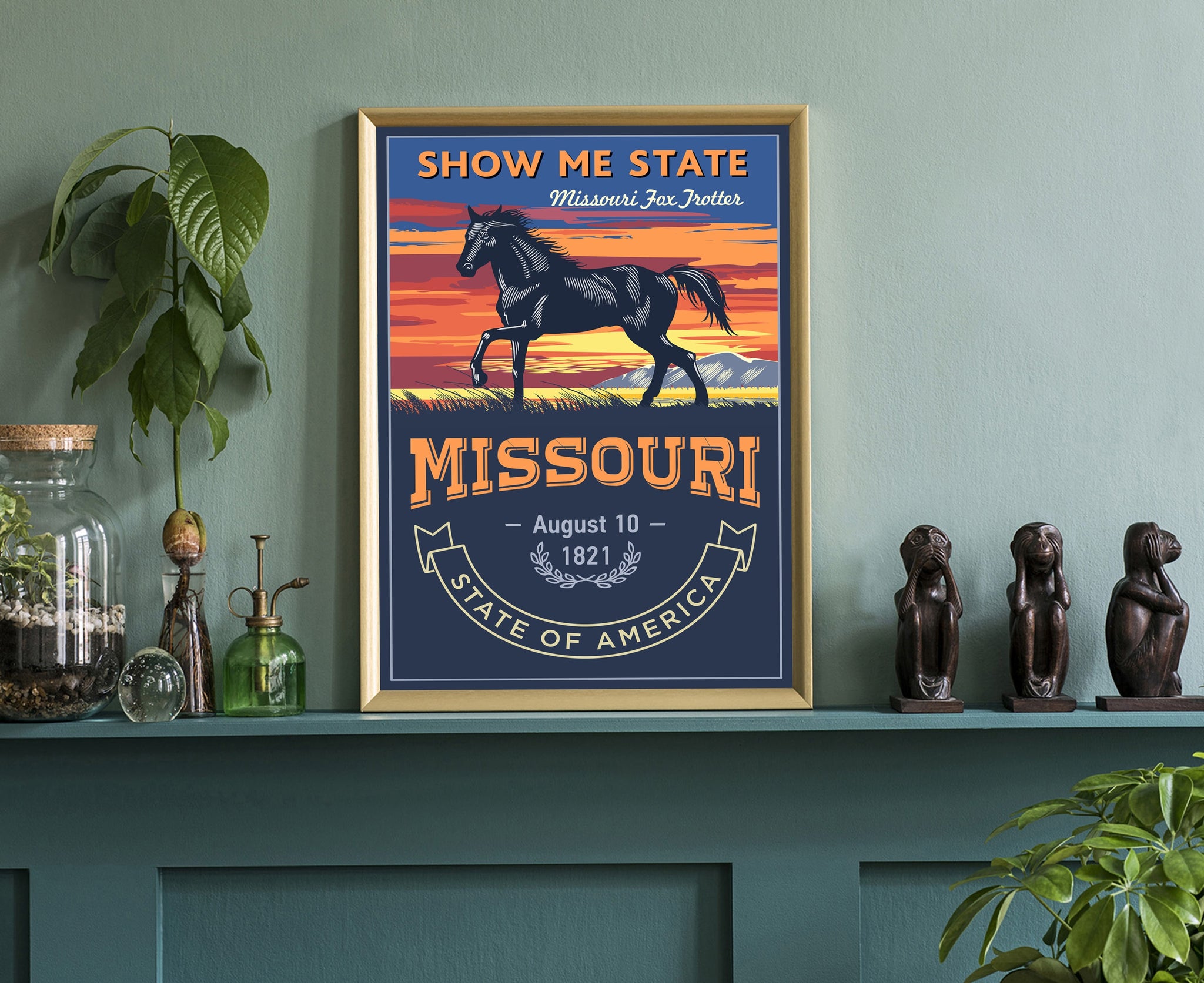 United States Poster, Missouri State Poster Print, Missouri State Emblem Poster, Retro Travel State Poster, Home and Office Wall Art