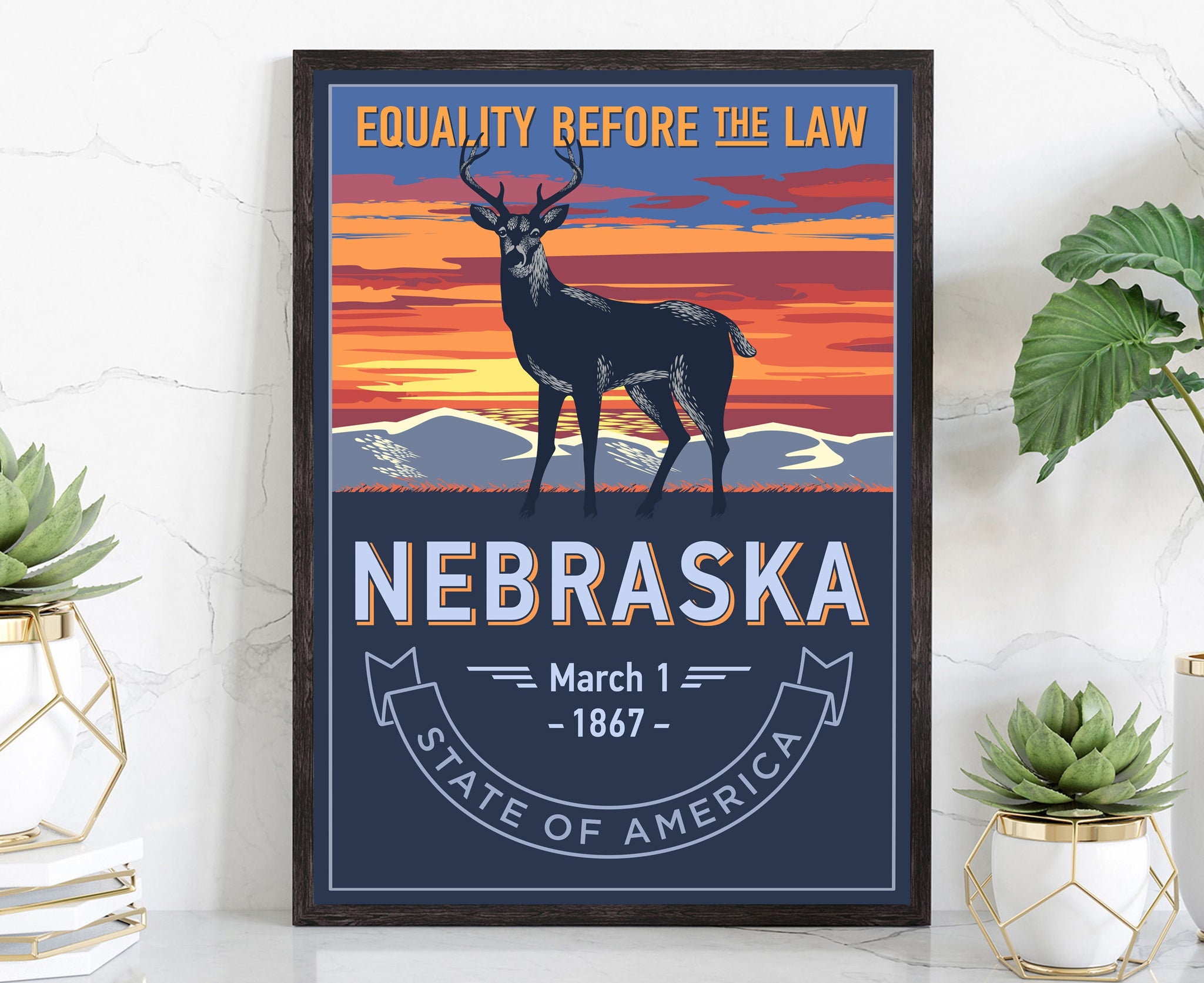United States Poster, Nebraska State Poster Print, Nebraska State Emblem Poster, Retro Travel State Poster, Home and Office Wall Art