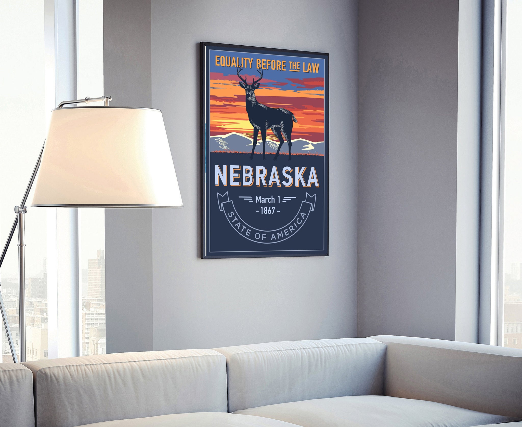 United States Poster, Nebraska State Poster Print, Nebraska State Emblem Poster, Retro Travel State Poster, Home and Office Wall Art