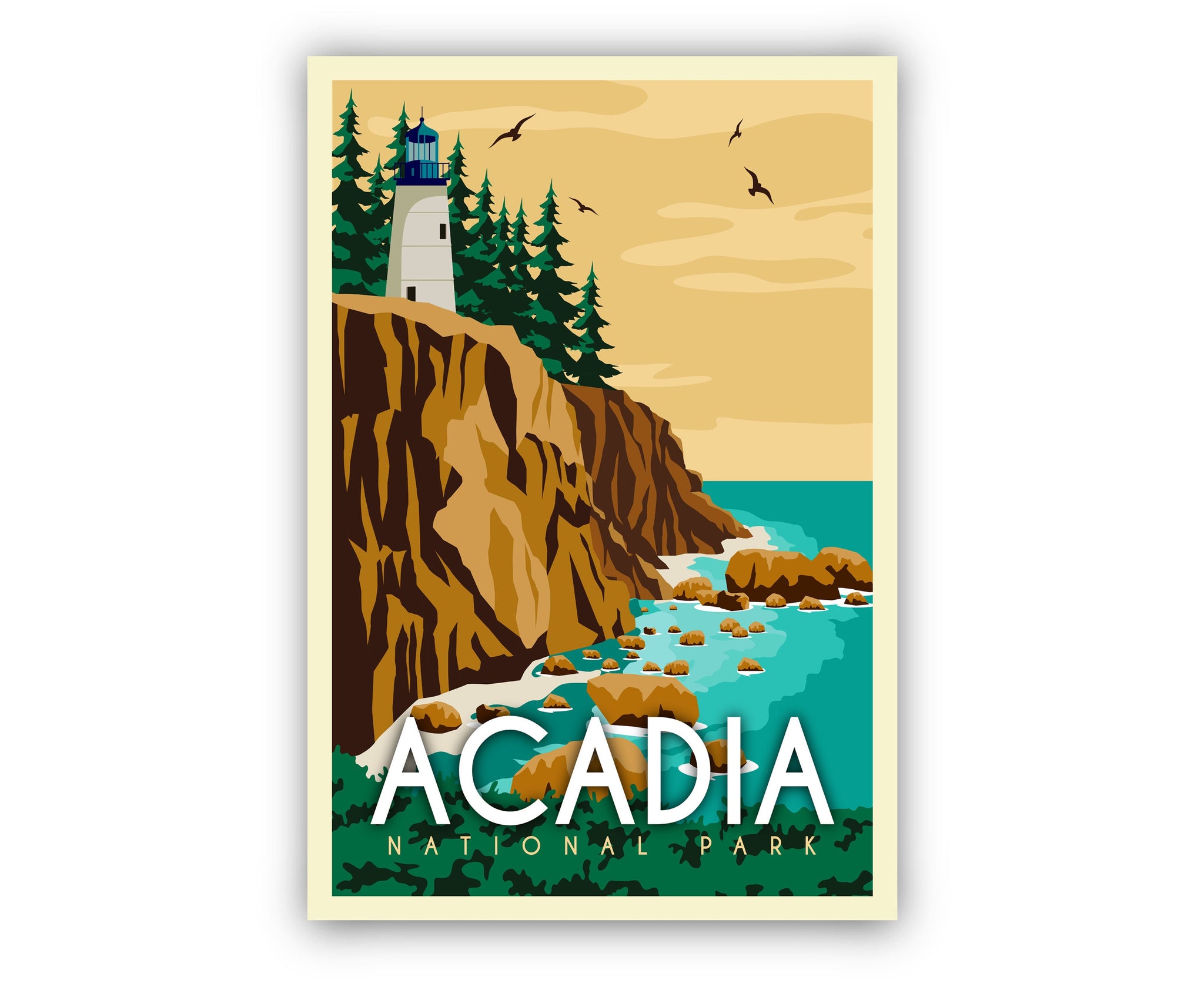 Acadia National Park Travel Poster Print,  Maine Acadia National Park, Maine Retro Travel Poster, Retro Travel Poster, Birthday Gift