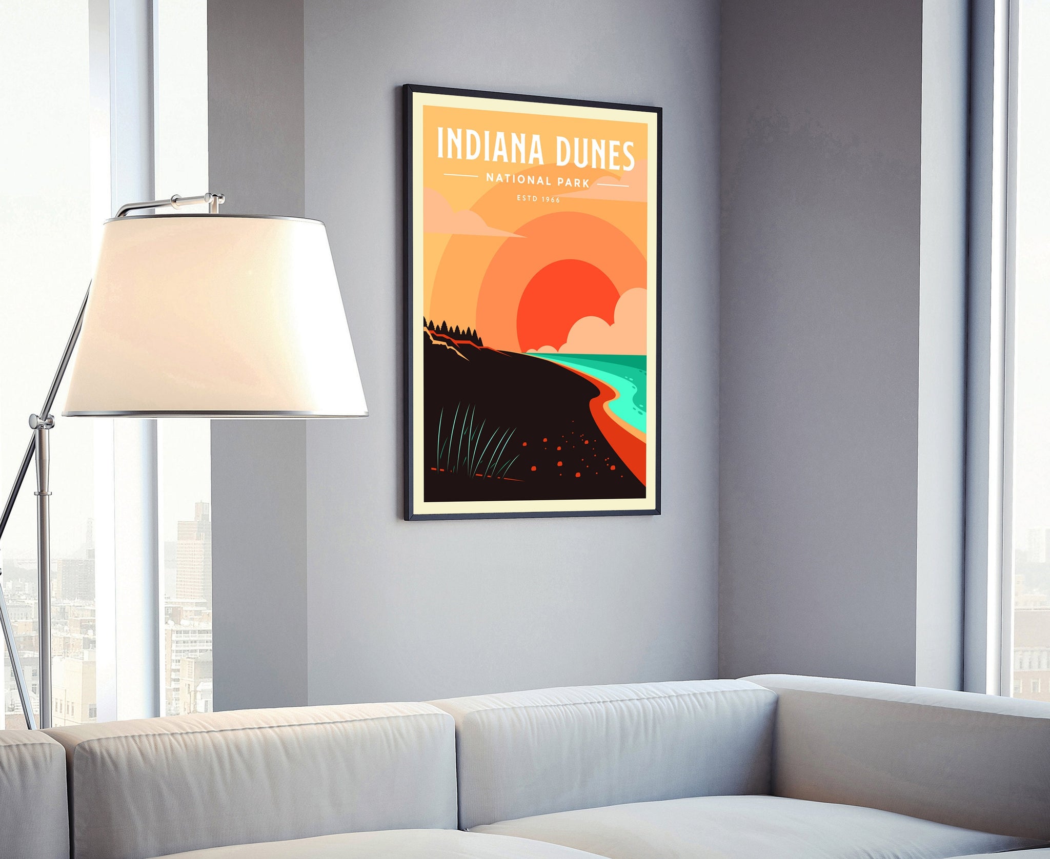 Indiana Dunes National Parks , Travel Poster Print, Retro Travel Poster, National Park in Indiana, Housewarming Gift, Office Wall Art