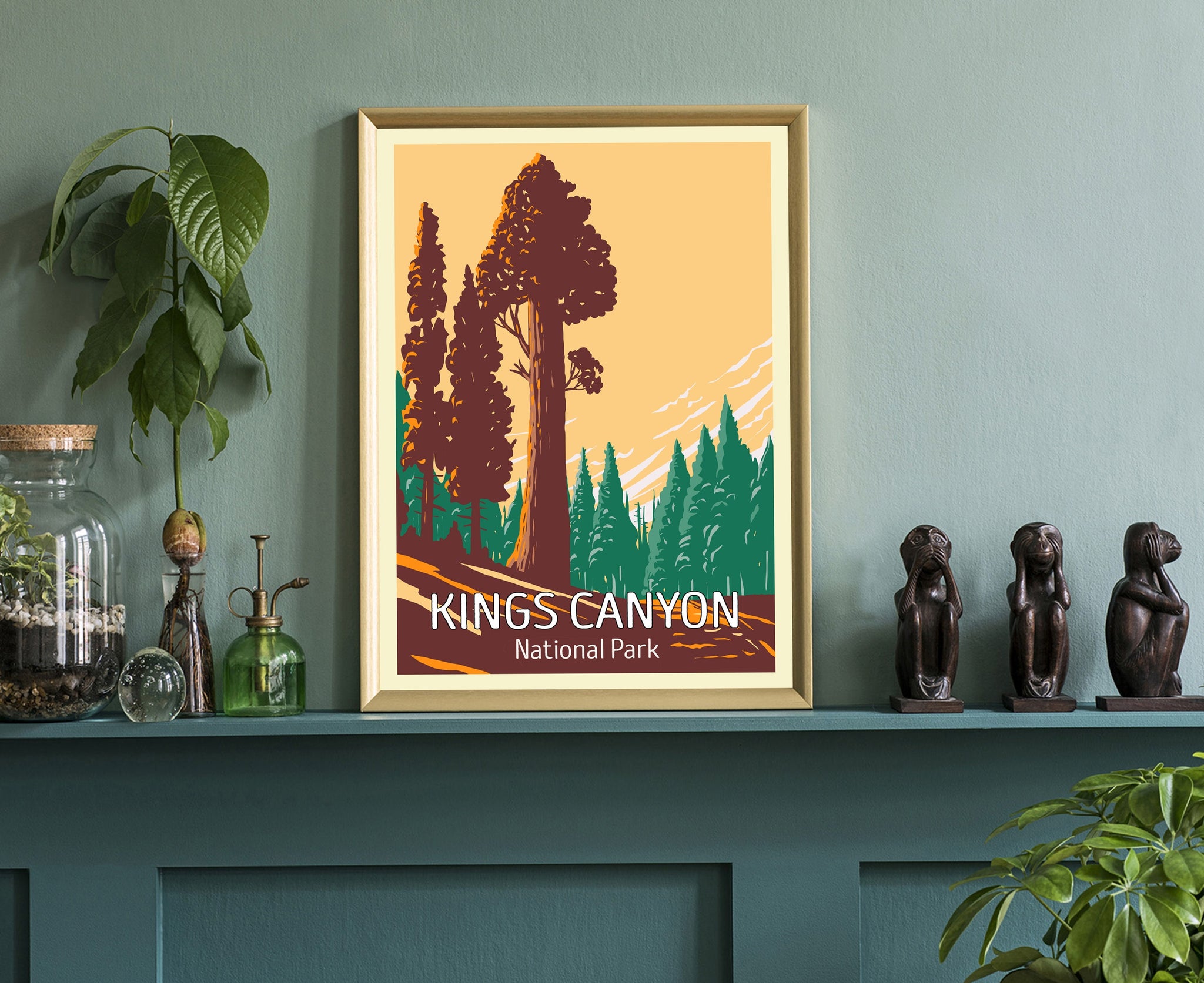 Kings Canyon National Parks , Travel Poster Print, Retro Travel Poster, Kings Canyon California , Housewarming Gift, Office Wall Art