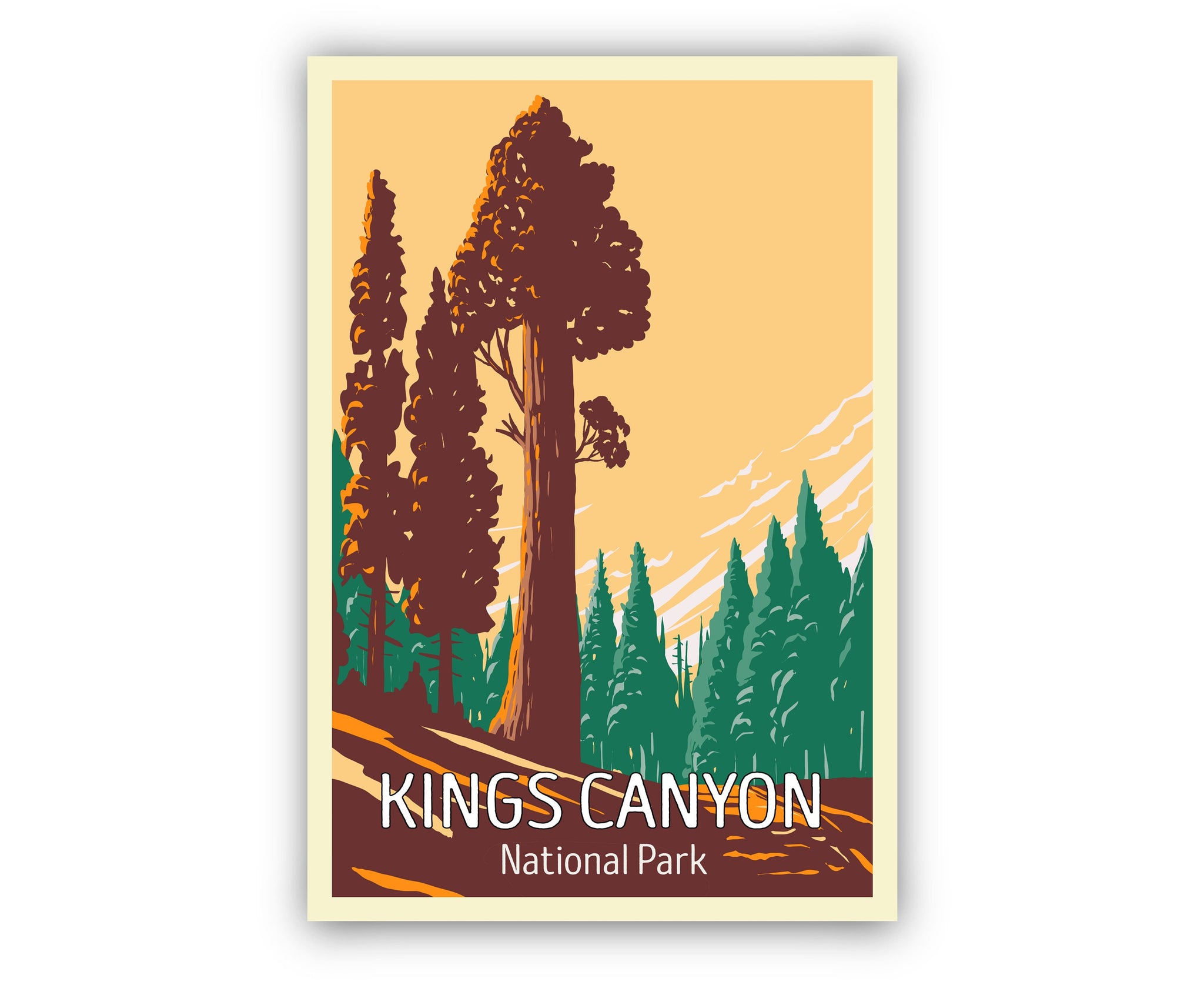 Kings Canyon National Parks , Travel Poster Print, Retro Travel Poster, Kings Canyon California , Housewarming Gift, Office Wall Art