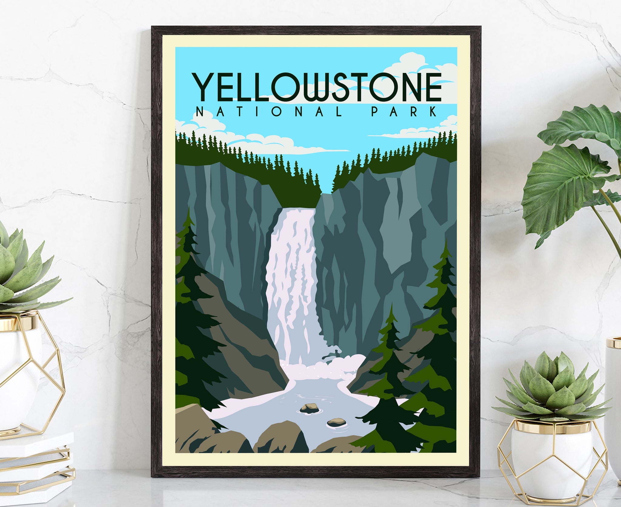 Yellowstone National Park, Retro Travel Poster Print, Yellowstone National Park Volcanic Hot Spot, Housewarming Gift, Office Wall Art