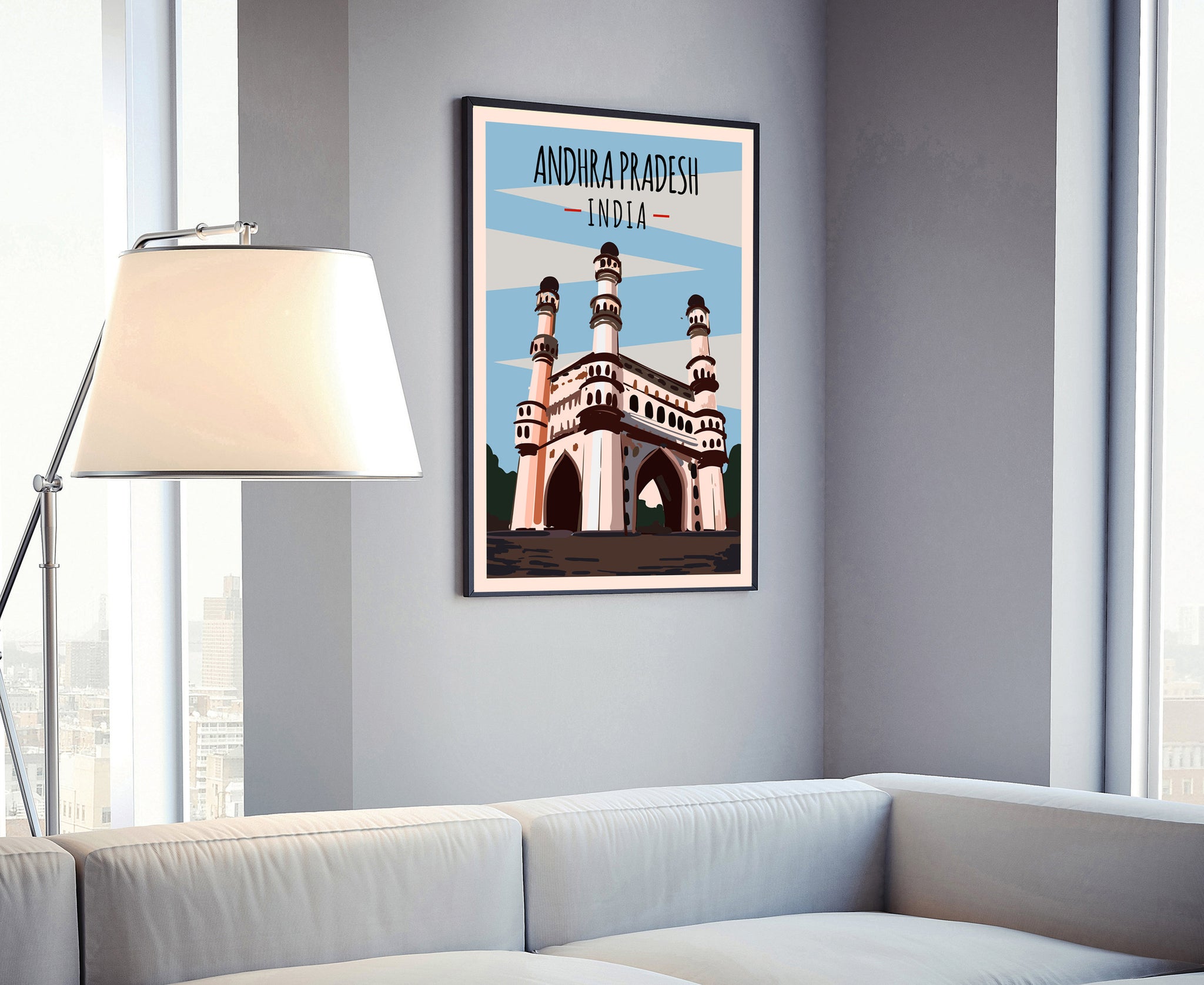 Retro Style Travel Poster, ANDHRA PRADESH INDIA  poster print, Taj Mahal retro poster, India rustic poster print, Housewarming gift