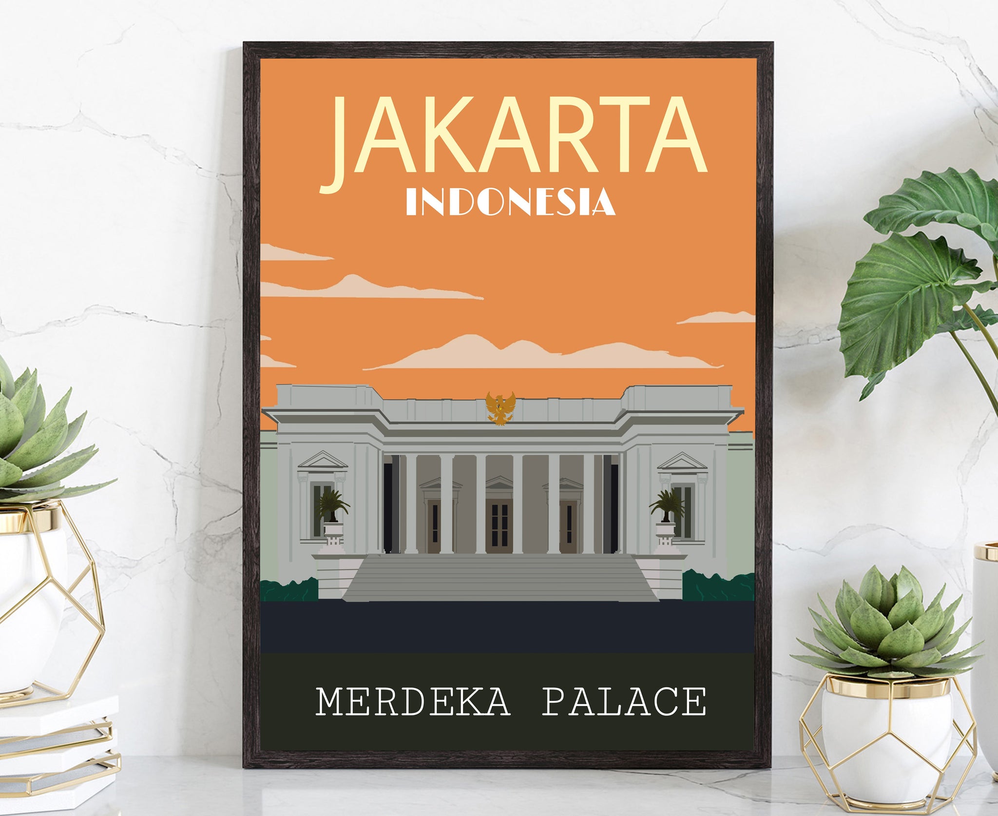 JAKARTA travel poster, Jakarta cityscape poster, Jakarta landmark poster wall art, Home wall art, Office wall decoration, Housewarming gift