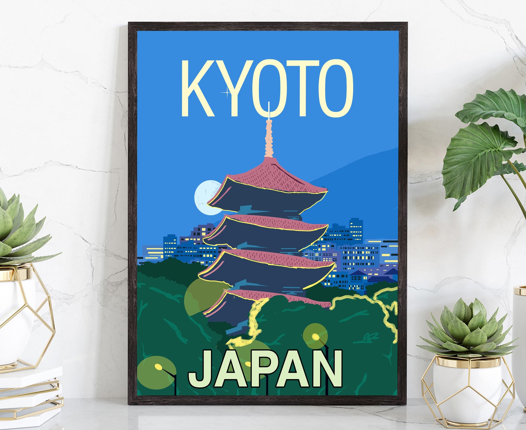 JAPAN KYOTO travel poster, Kyoto Japan cityscape poster, Kyoto landmark poster wall art, Home wall art, Office wall decoration, Gift for her