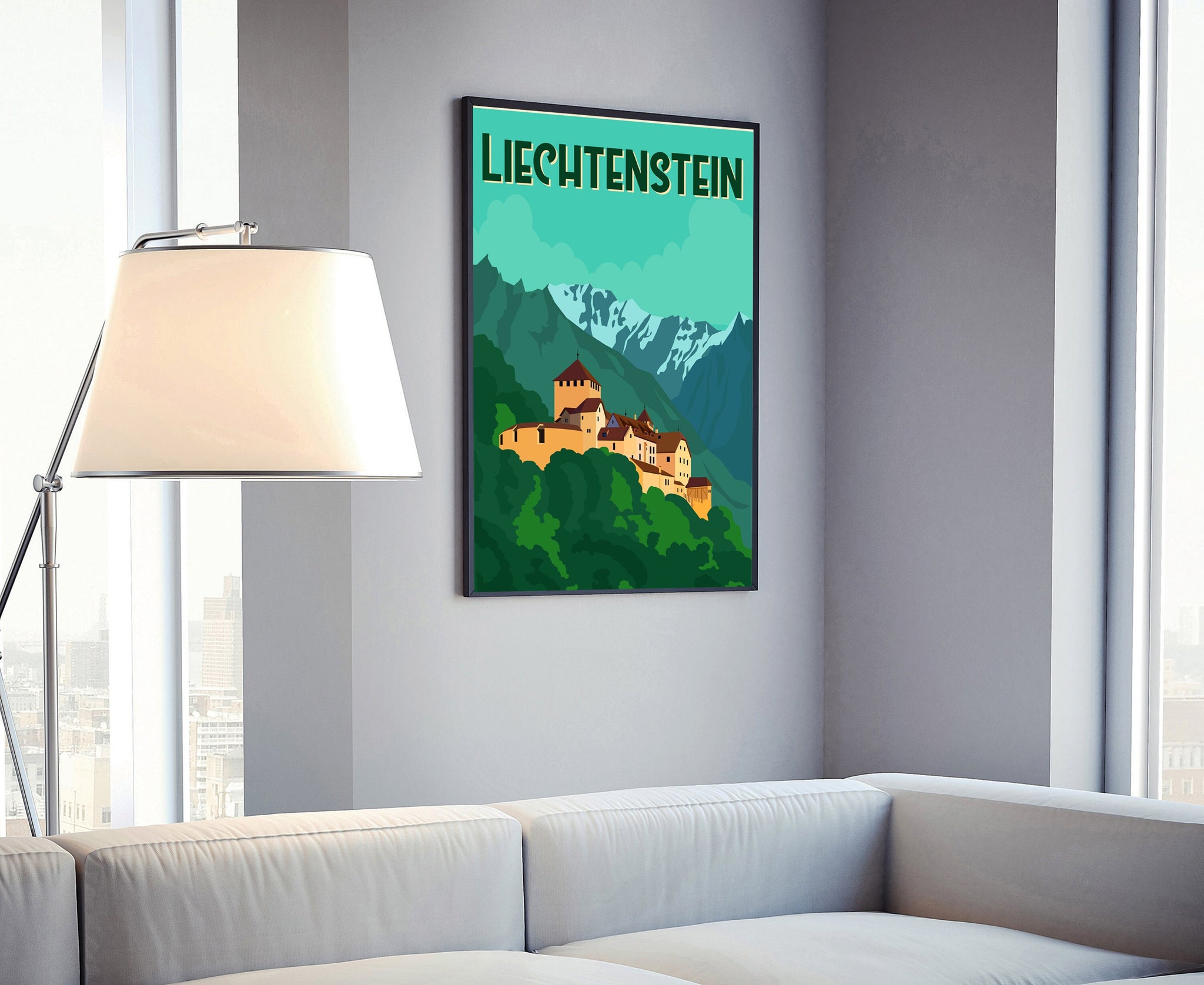 LIECHTENSTEIN TRAVEL POSTER, Liechtenstein cityscape landmark poster wall art, Home wall art, Office wall Decoration, Christmas gift poster