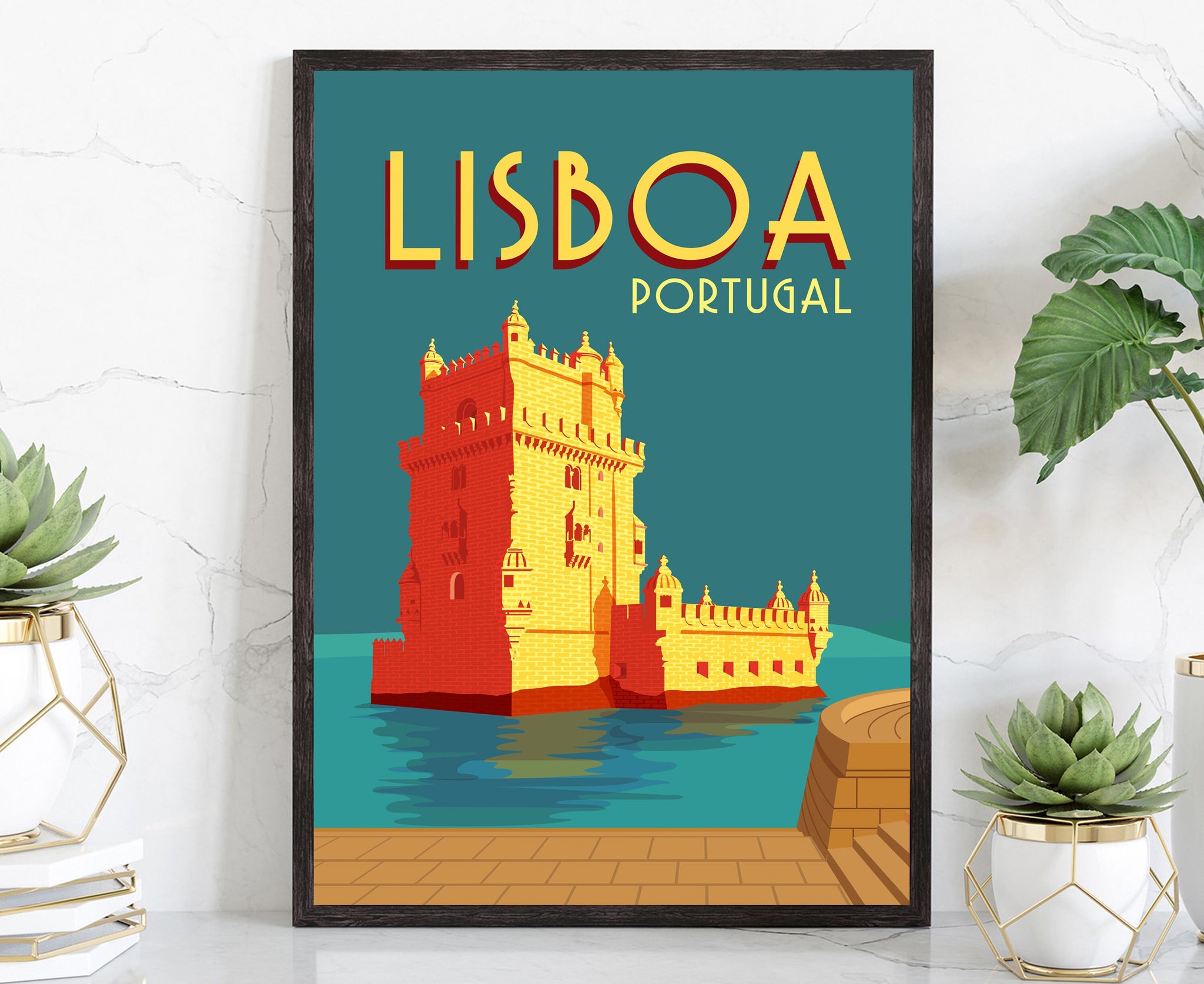 PORTUGAL travel poster, Lisboa Portugal cityscape and landmark poster wall art, Home wall art, Office wall Decoration, Lisboa poster print