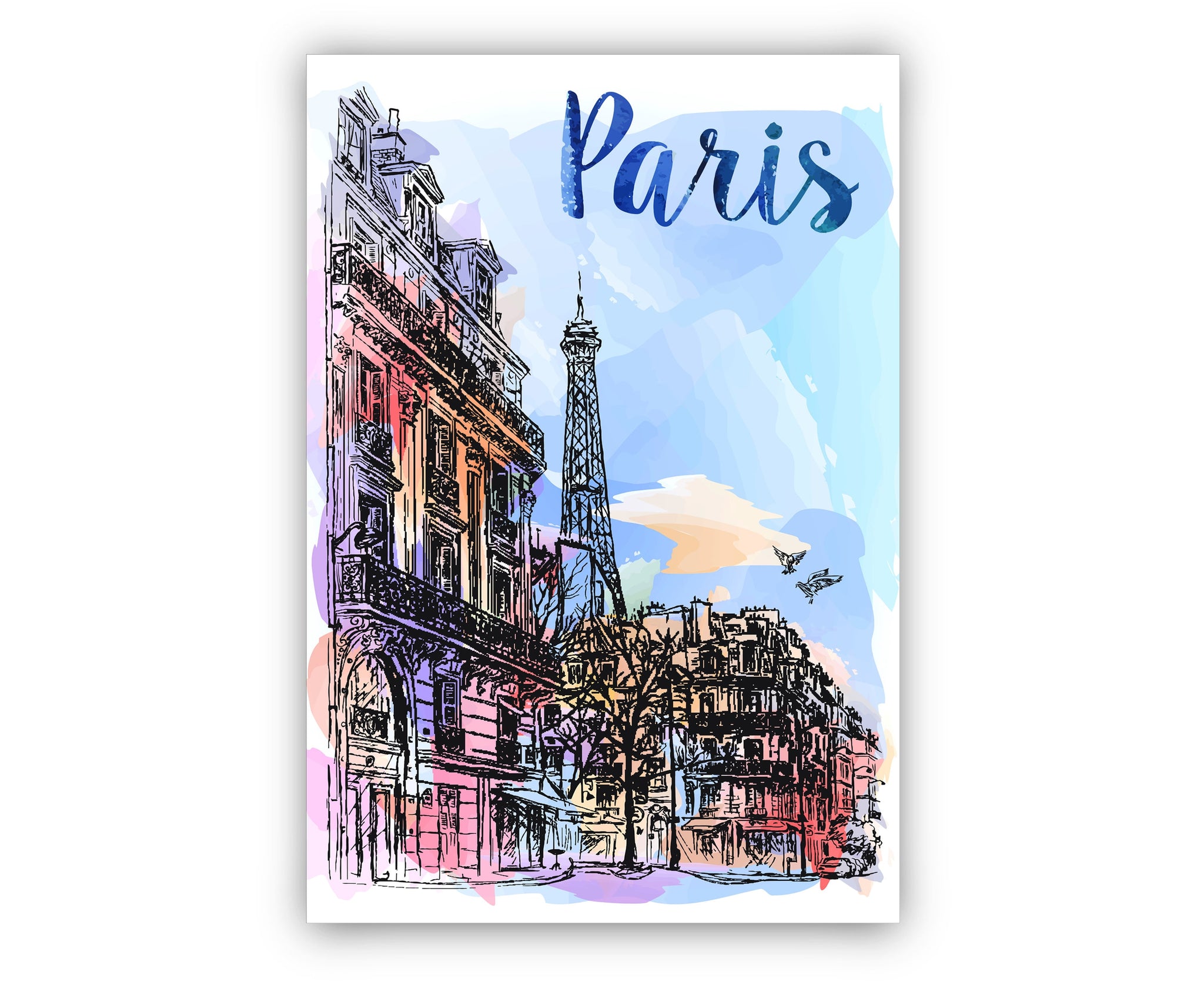 PARIS RETRO TRAVEL poster, Paris cityscape landmark poster art, Home wall art, Office wall Decoration, France Paris city Eiffel Tower poster