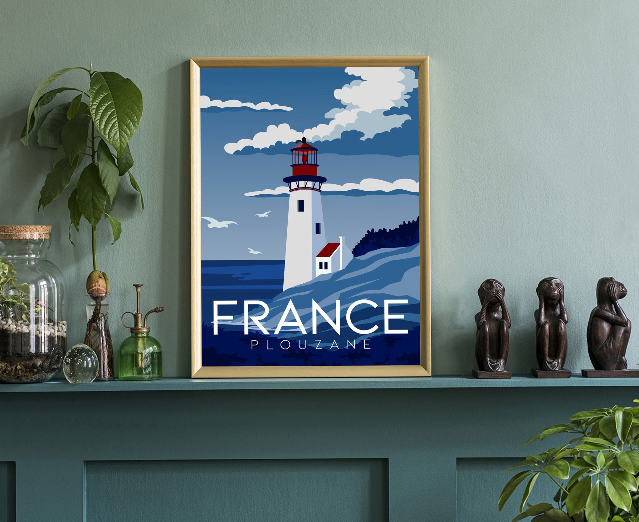FRANCE PLOUZANE travel poster, Plouzane cityscape poster print, France landmark poster wall art, Home wall art, Office wall decoration