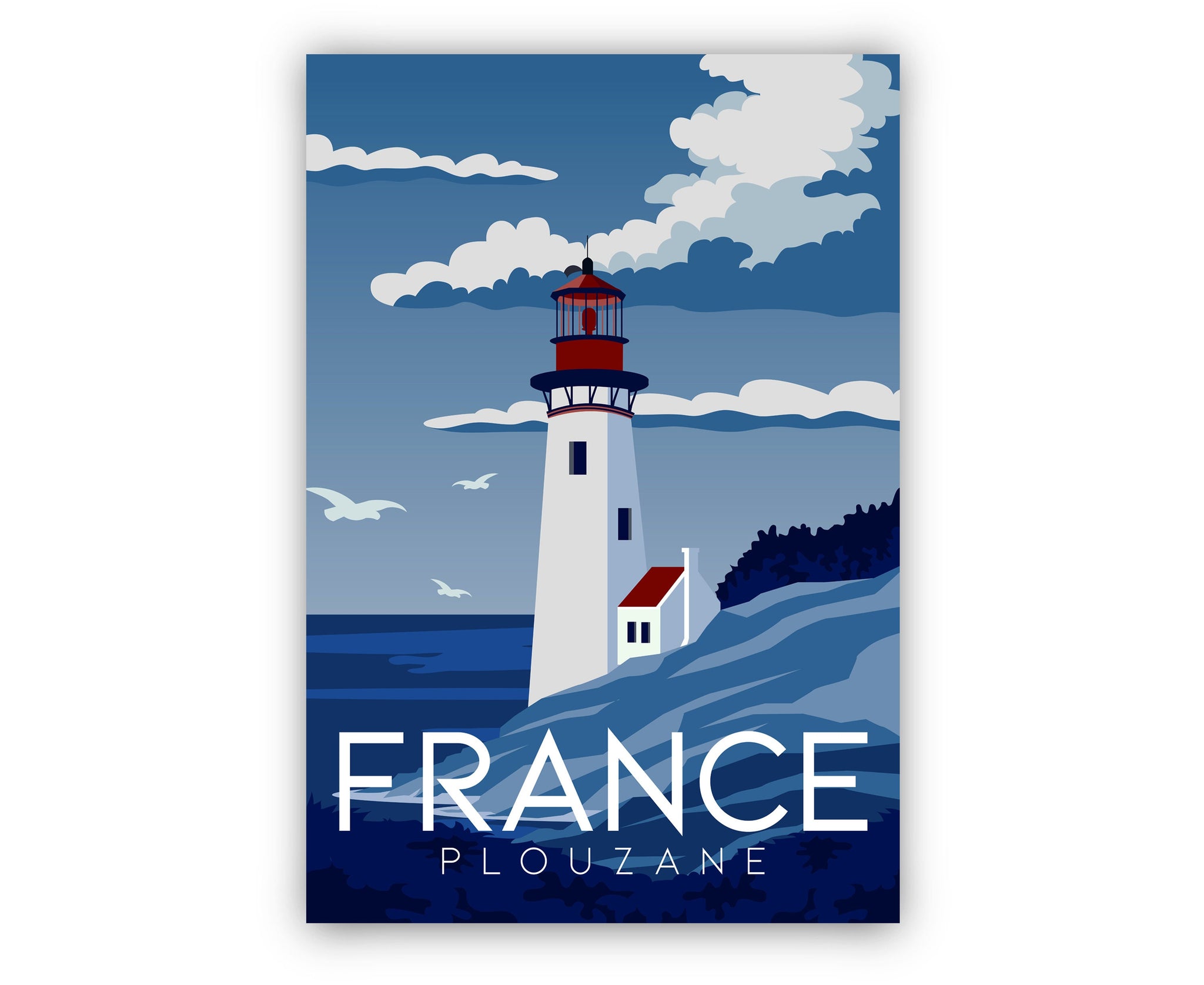 FRANCE PLOUZANE travel poster, Plouzane cityscape poster print, France landmark poster wall art, Home wall art, Office wall decoration