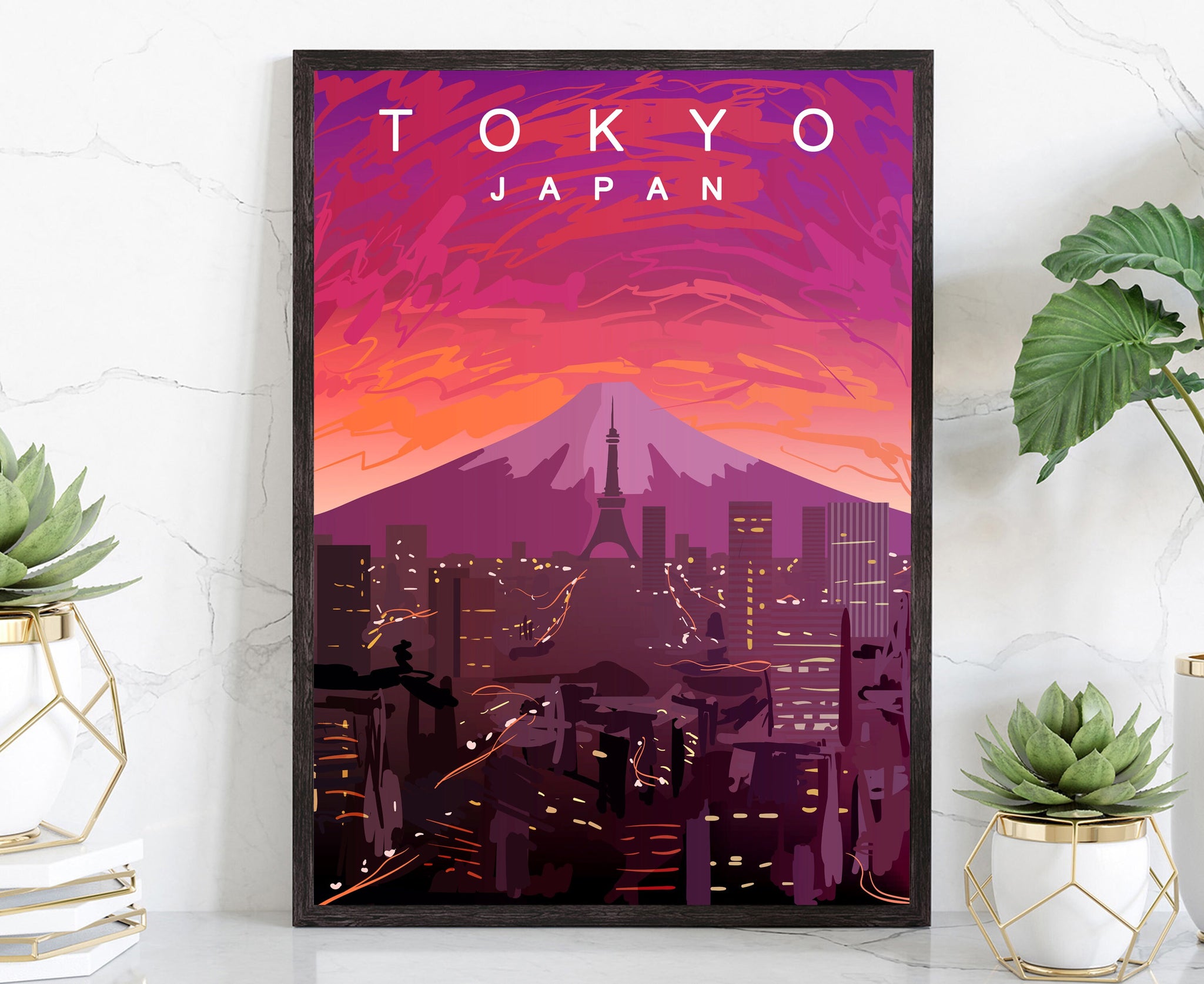 TOKYO TRAVEL POSTER, Tokyo Japan Cityscape and Landmark Poster Wall Art, Home Wall Art, Office Wall Decor