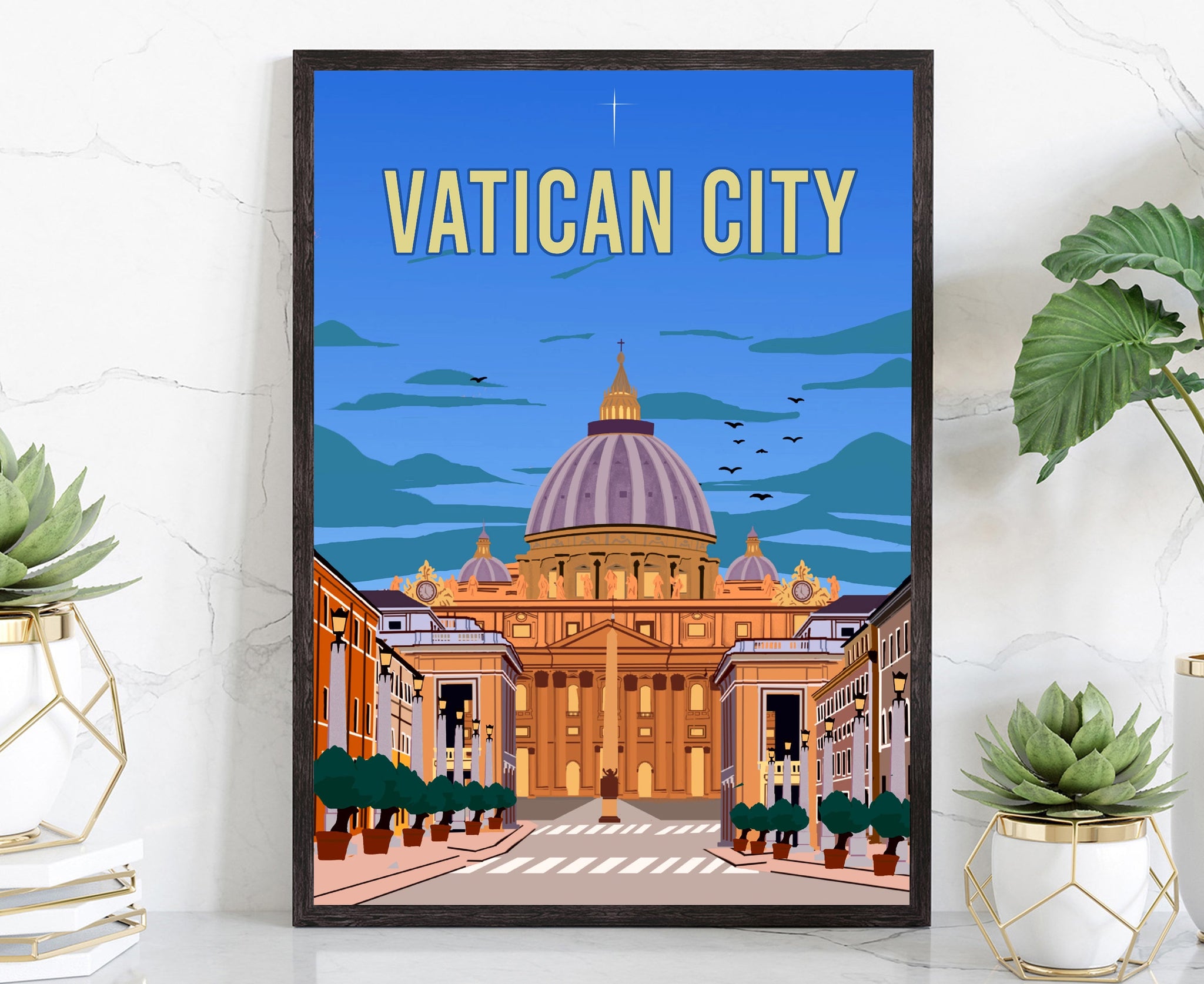 VATICAN travel poster, Vatican City cityscape poster, Vatican landmark poster wall art, Home wall art, Office wall decoration, Gift for him