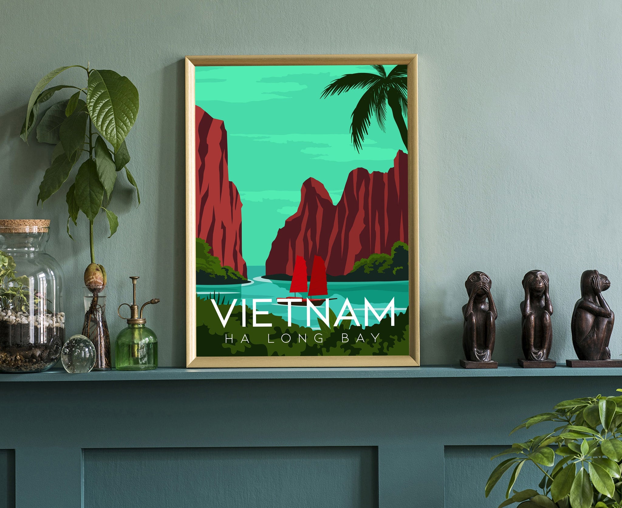 VIETNAM travel poster, Vietnam cityscape poster print, Vietnam landmark poster wall artwork, Home wall art, Office wall decorations