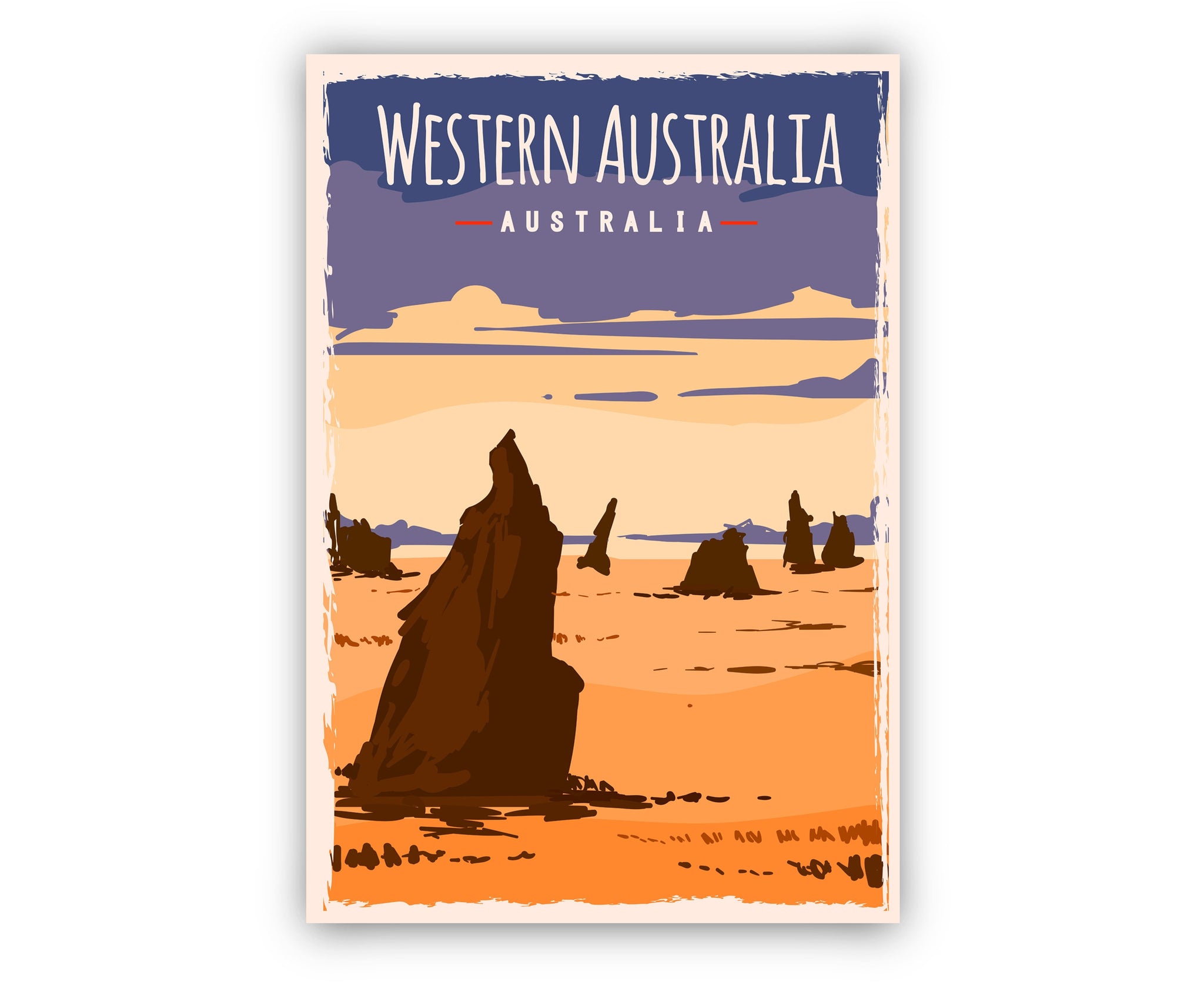 WESTERN AUSTRALIA travel poster, Australia cityscape poster art, Australia landmark poster wall art, Home wall art, Office wall decoration