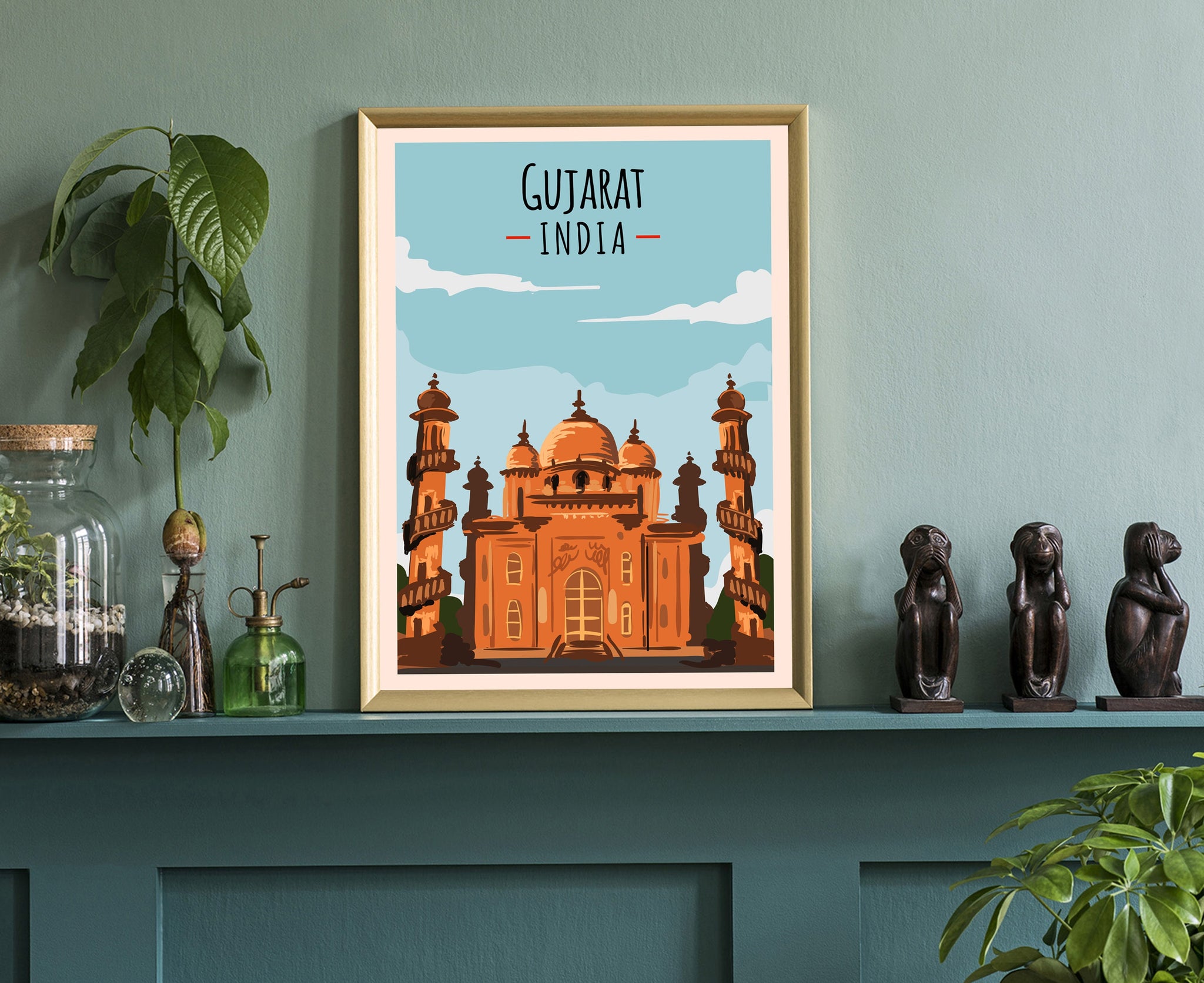 INDIA GUJARAT travel poster, India Gujarat poster wall art, Gujarat cityscape poster, Landmark Poster, Home wall art, Office wall decoration