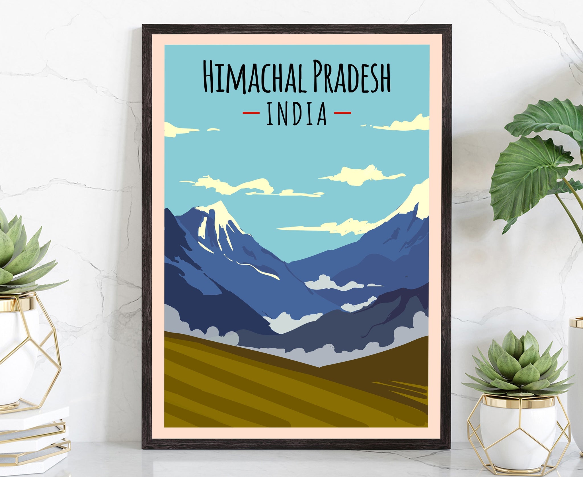 HIMALAYAS TRAVEL POSTER, India city poster for wall art, Himachal Pradesh cityscape and landmark poster, Home Office Wall Decorations