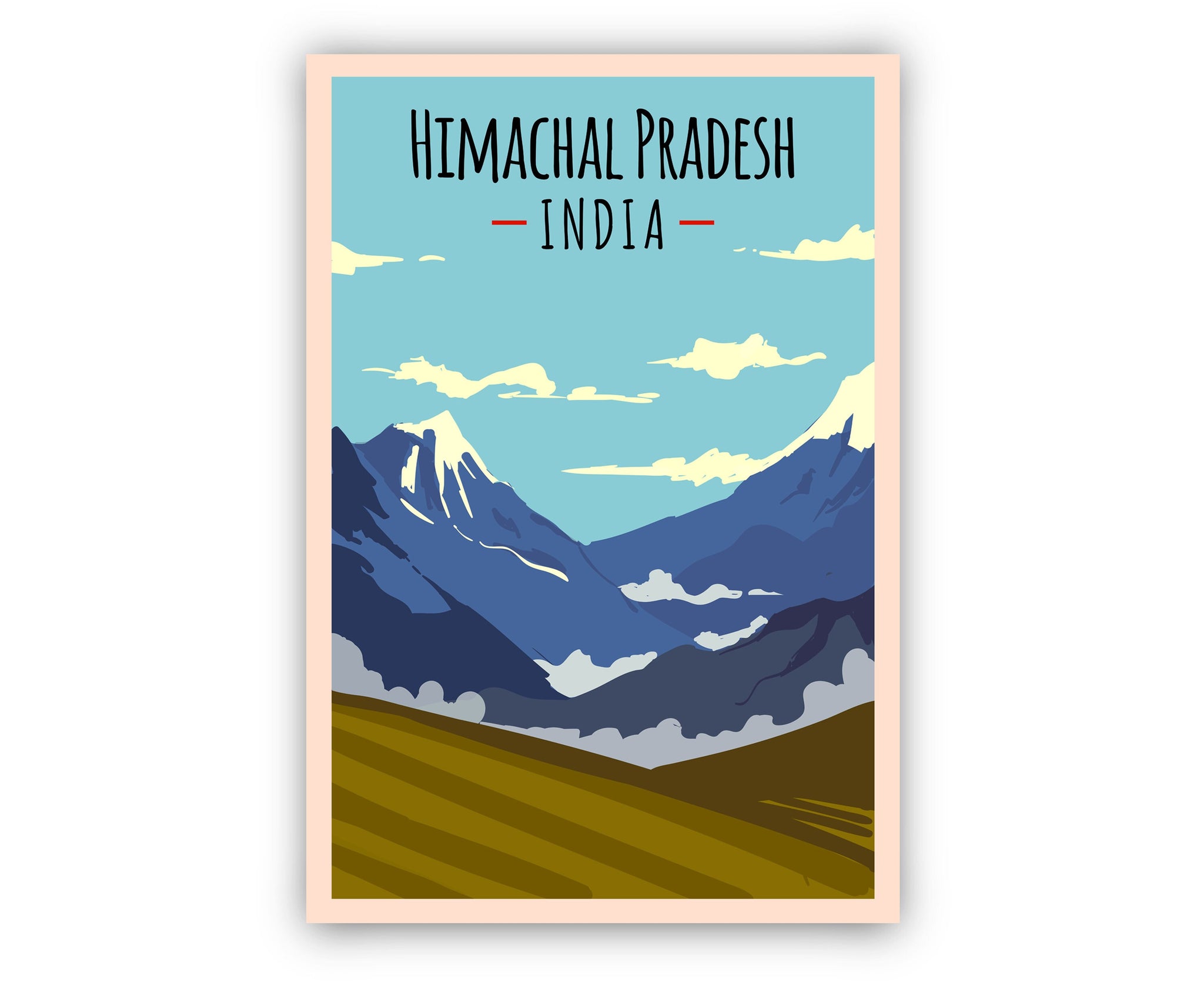 HIMALAYAS TRAVEL POSTER, India city poster for wall art, Himachal Pradesh cityscape and landmark poster, Home Office Wall Decorations