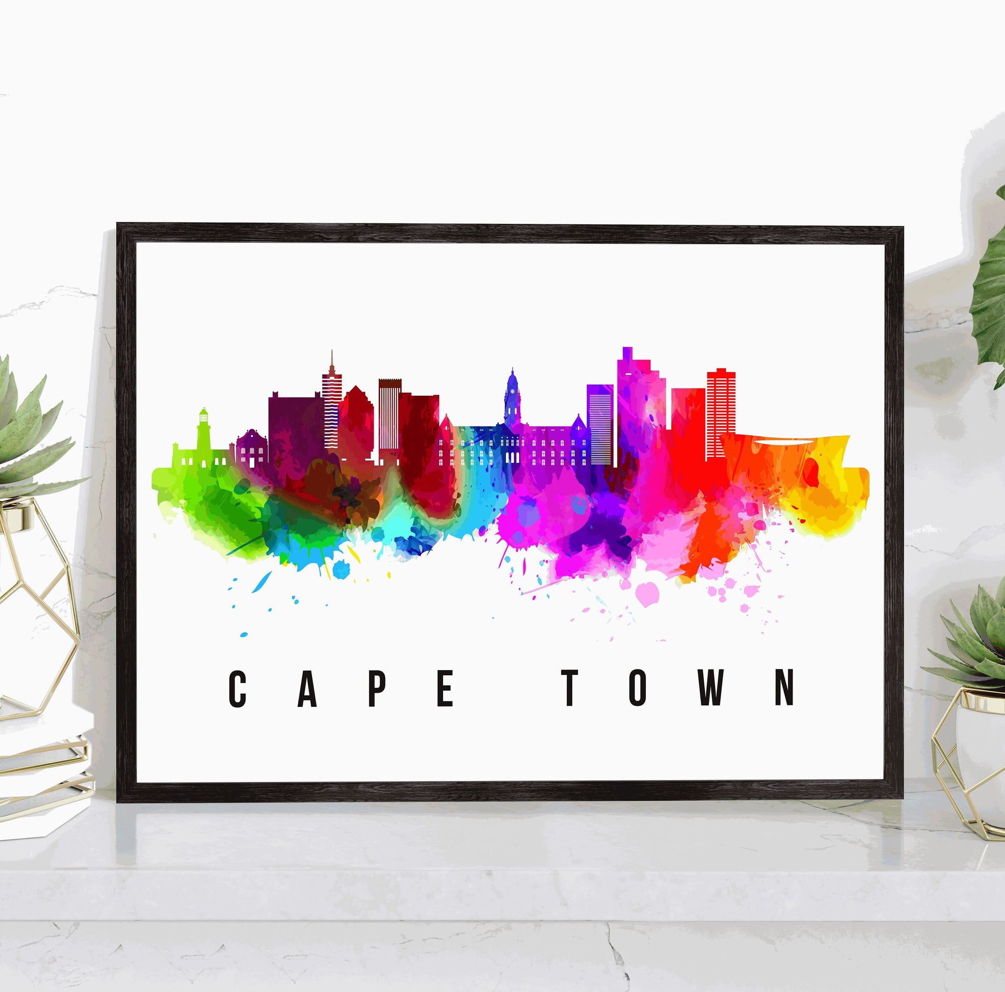 CAPETOWN - SOUTH AFRICA Poster,  Skyline Poster Cityscape and Landmark Print, Capetown Illustration Home Wall Art, Office Wall Decor