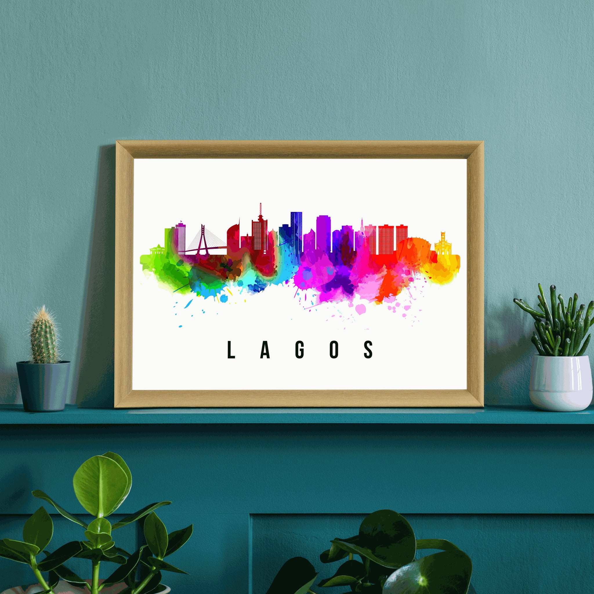 LAGOS - SOUTH AFRICA Poster,  Skyline Poster Cityscape and Landmark Print, Lagos Illustration Home Wall Art, Office Wall Decor