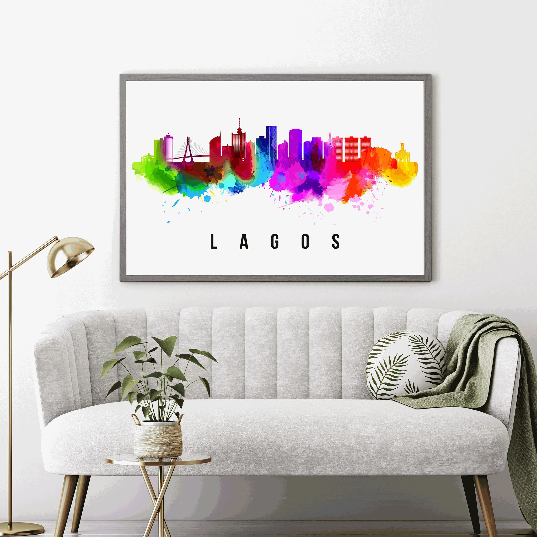 LAGOS - SOUTH AFRICA Poster,  Skyline Poster Cityscape and Landmark Print, Lagos Illustration Home Wall Art, Office Wall Decor