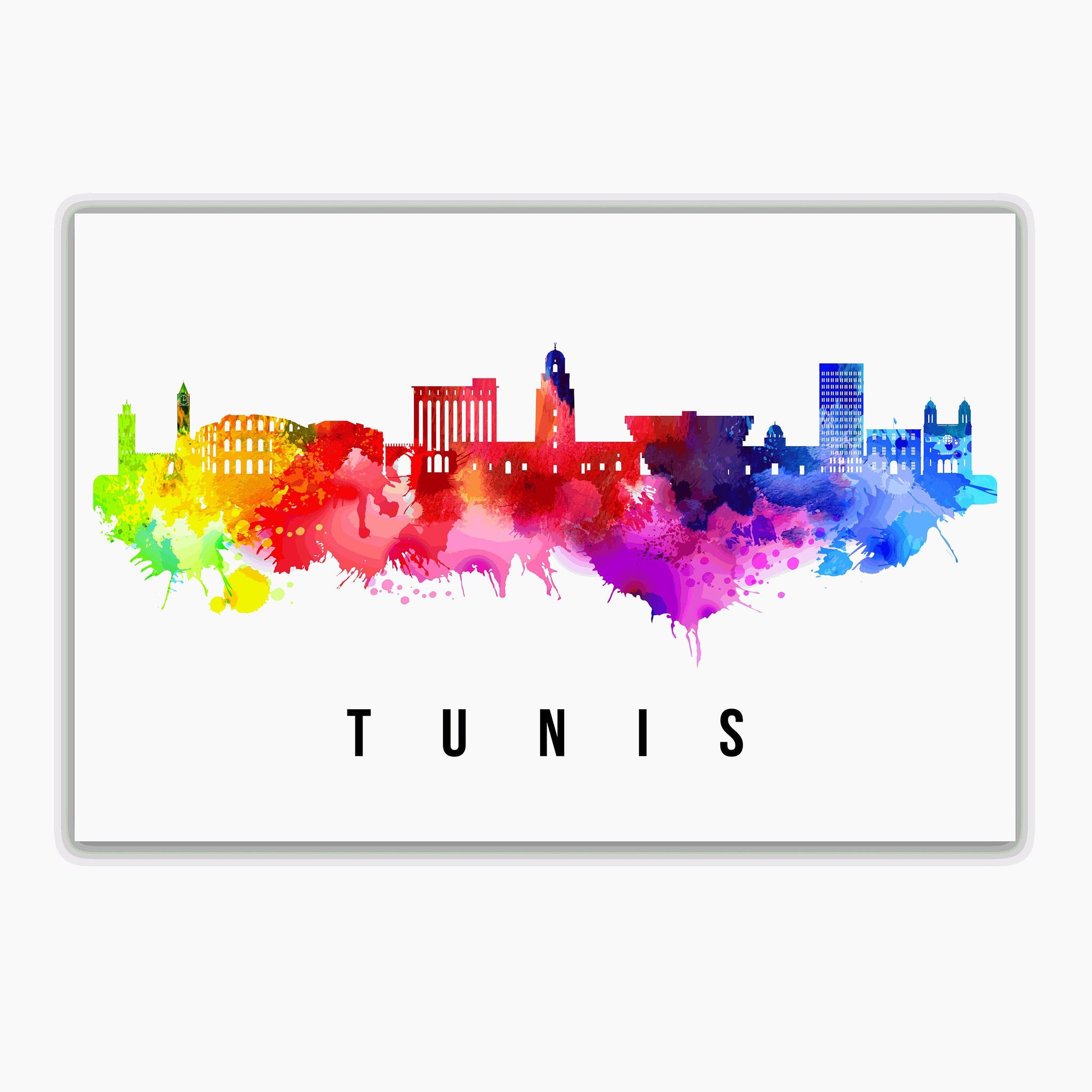 TUNIS CITY, TUNISIA Poster Print, Skyline Poster Cityscape and Landmark Print, Tunis city Illustration Home Wall Art, Office Wall Decoration