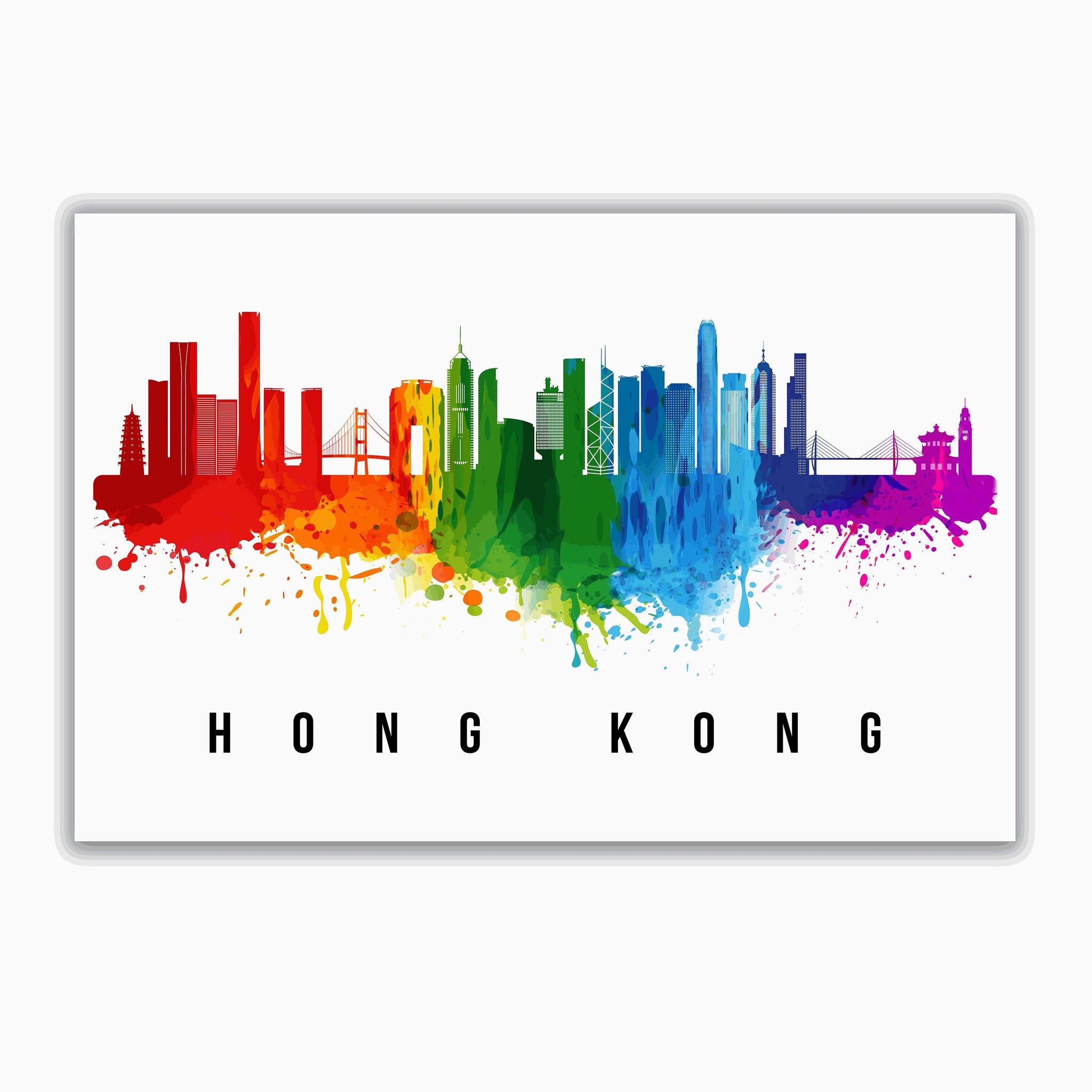HONG KONG - CHINA Poster,  Skyline Poster Cityscape and Landmark Print, Hong Kong Illustration Home Wall Art, Office Decor