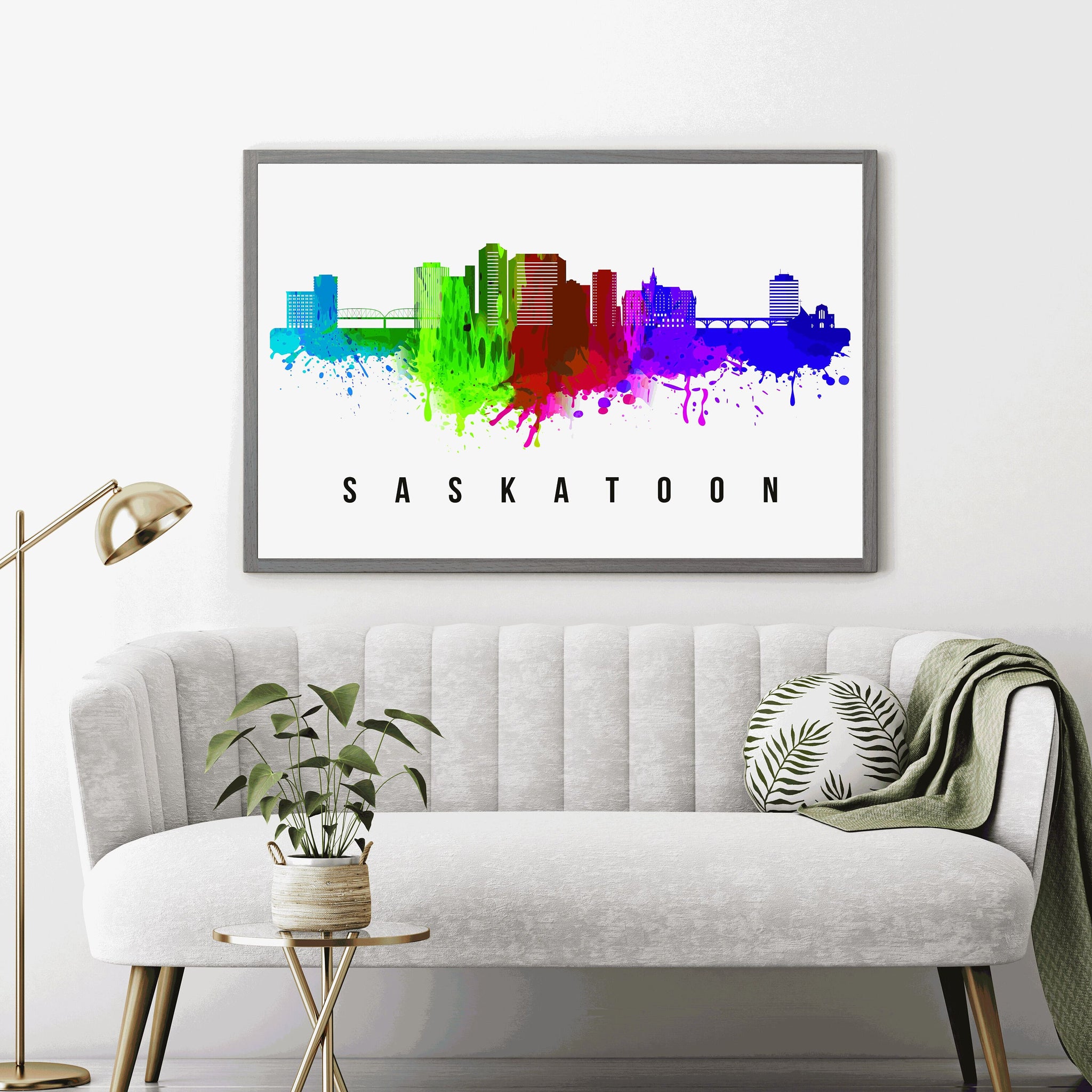 SASKATOON - CANADA Poster,  Skyline Poster Cityscape and Landmark Saskatoon Illustration Home Wall Art, Office Decor