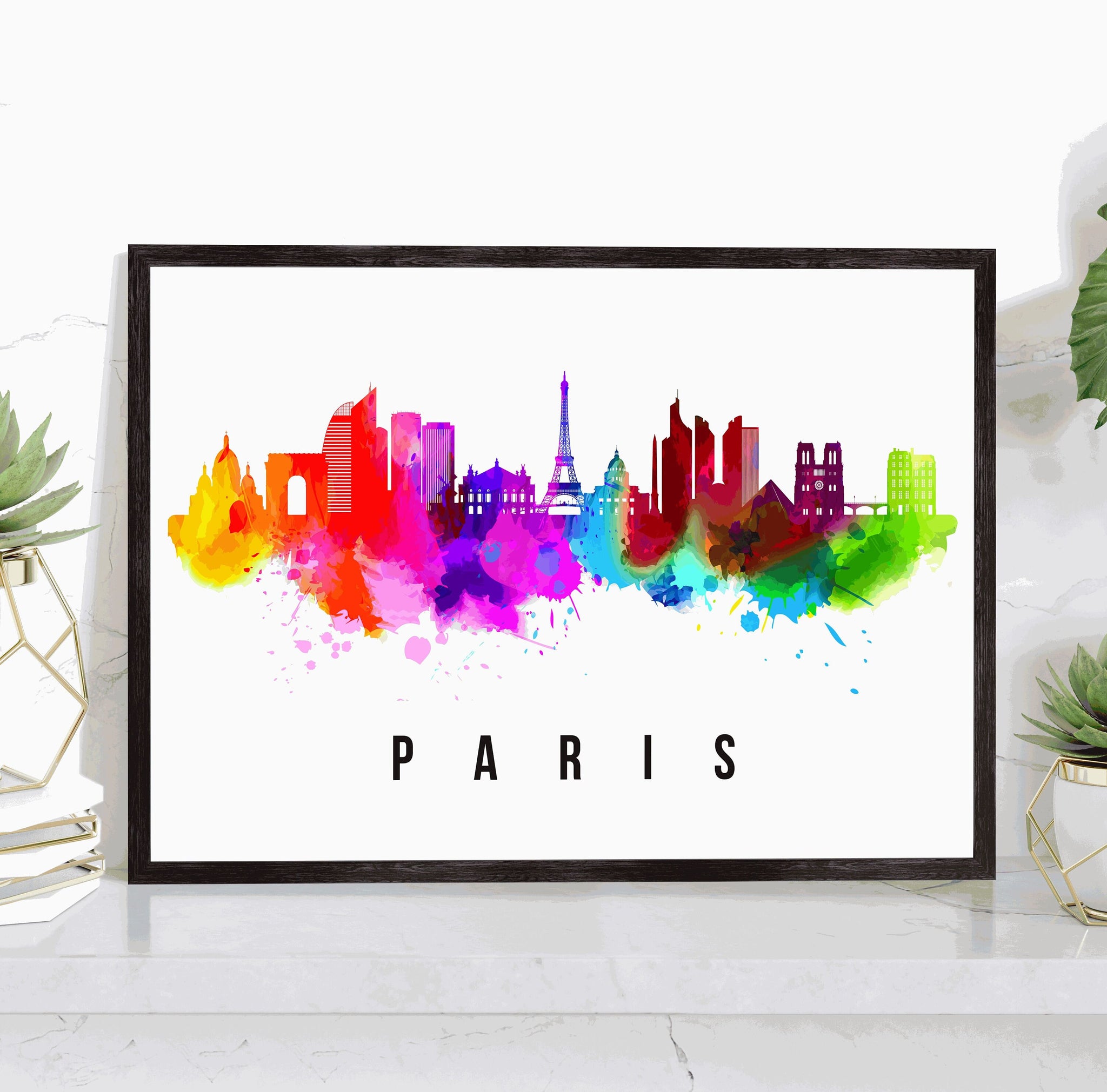PARIS - FRANCE Poster, Skyline Poster Cityscape and Landmark Paris Illustration Home Wall Art, Office Decor