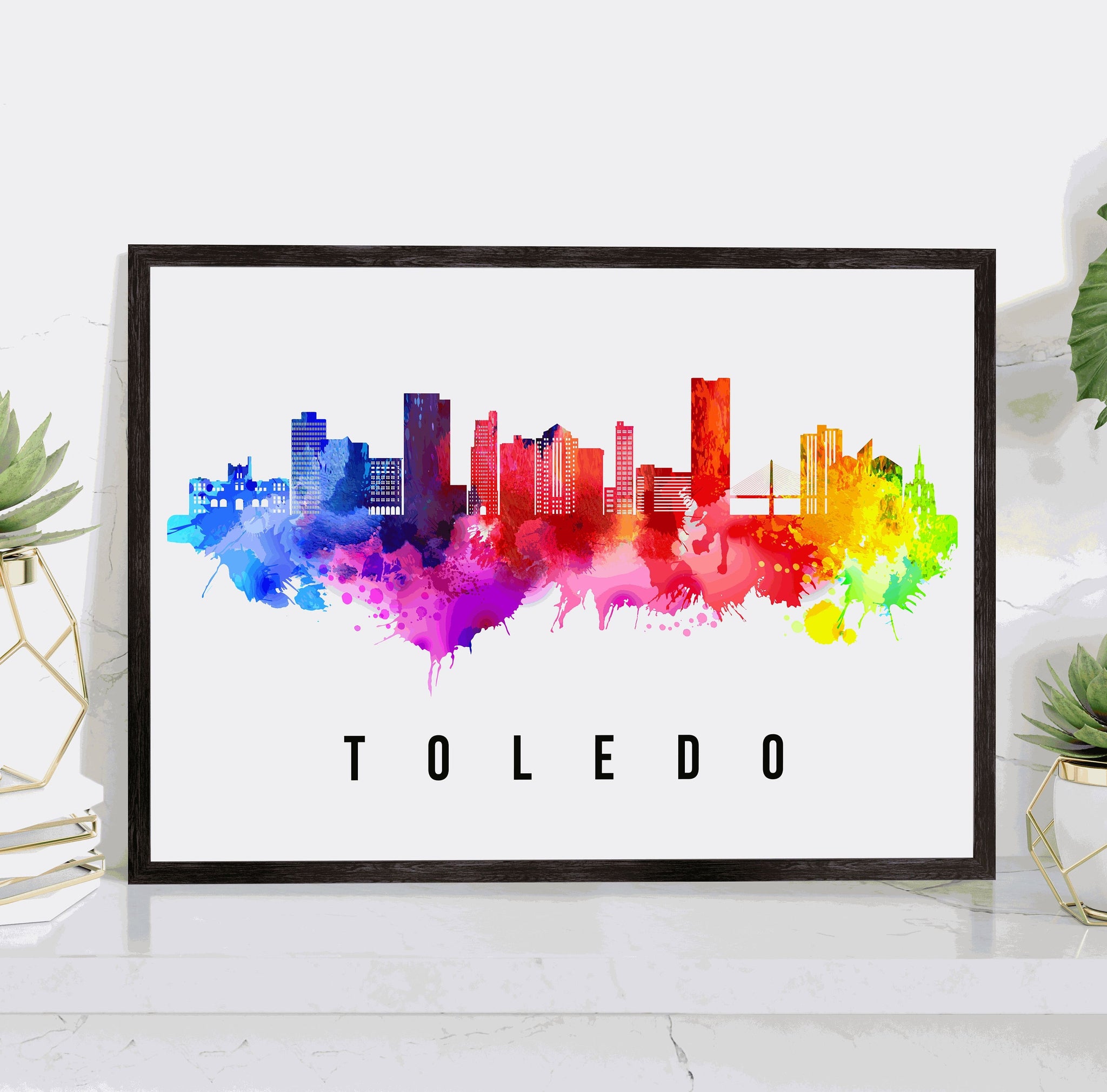 TOLEDO - SPAIN Poster, Skyline Poster Cityscape and Landmark Toledo Illustration Home Wall Art, Office Decor
