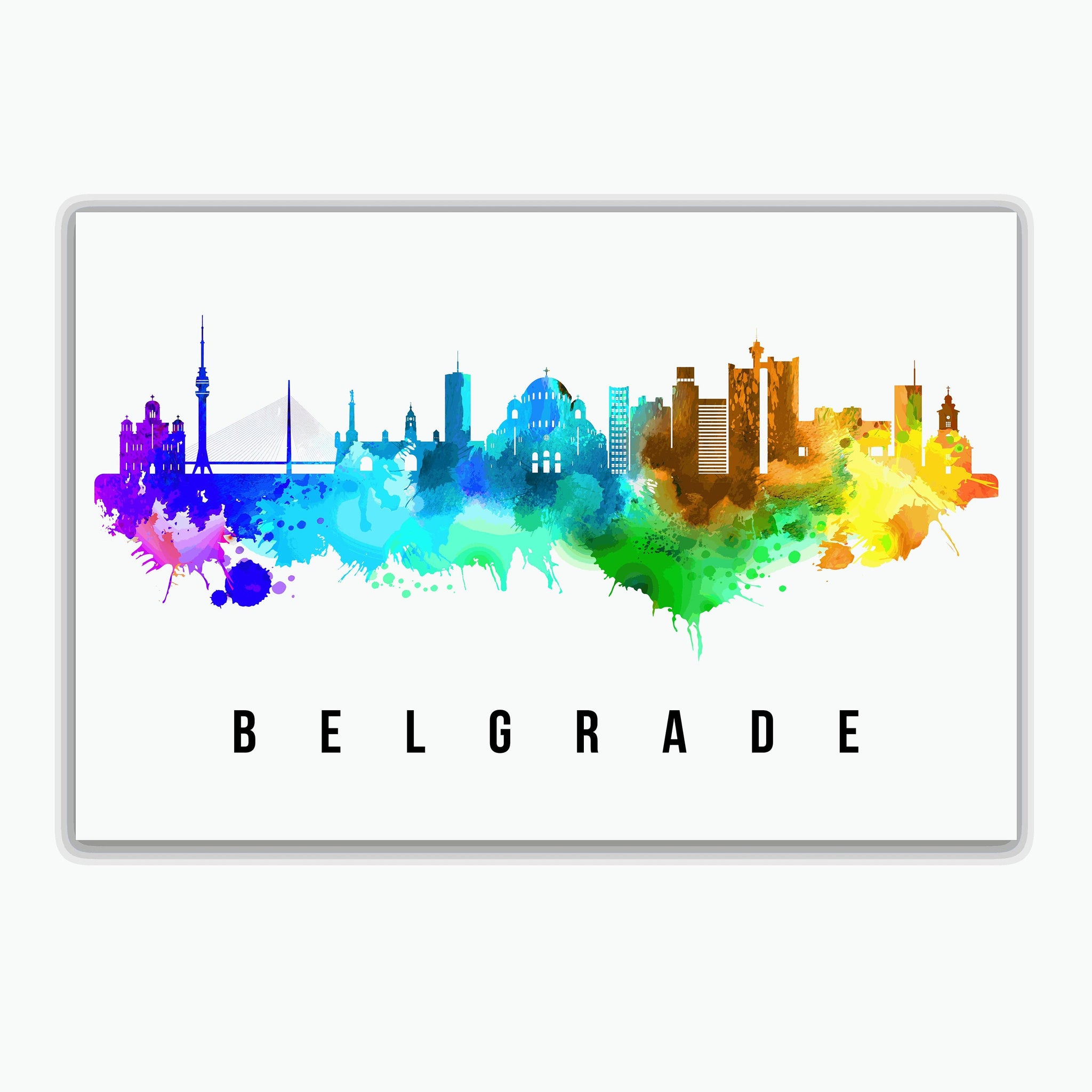 BELGRADE - SERBIA Poster, Skyline Poster Cityscape and Landmark Belgrade City Illustration Home Wall Art, Office Decor