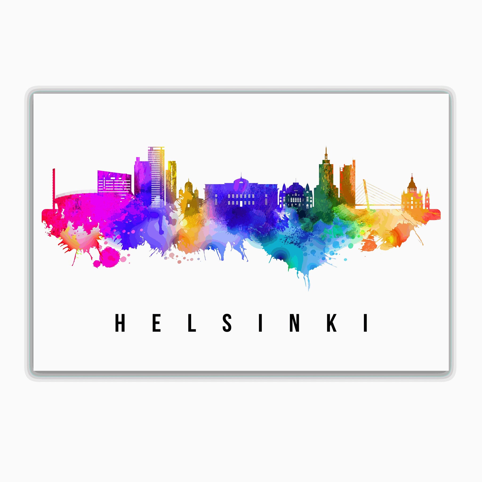 HELSINKI - FILAND Poster, Skyline Poster Cityscape and Landmark Helsinki City Illustration Home Wall Art, Office Decor