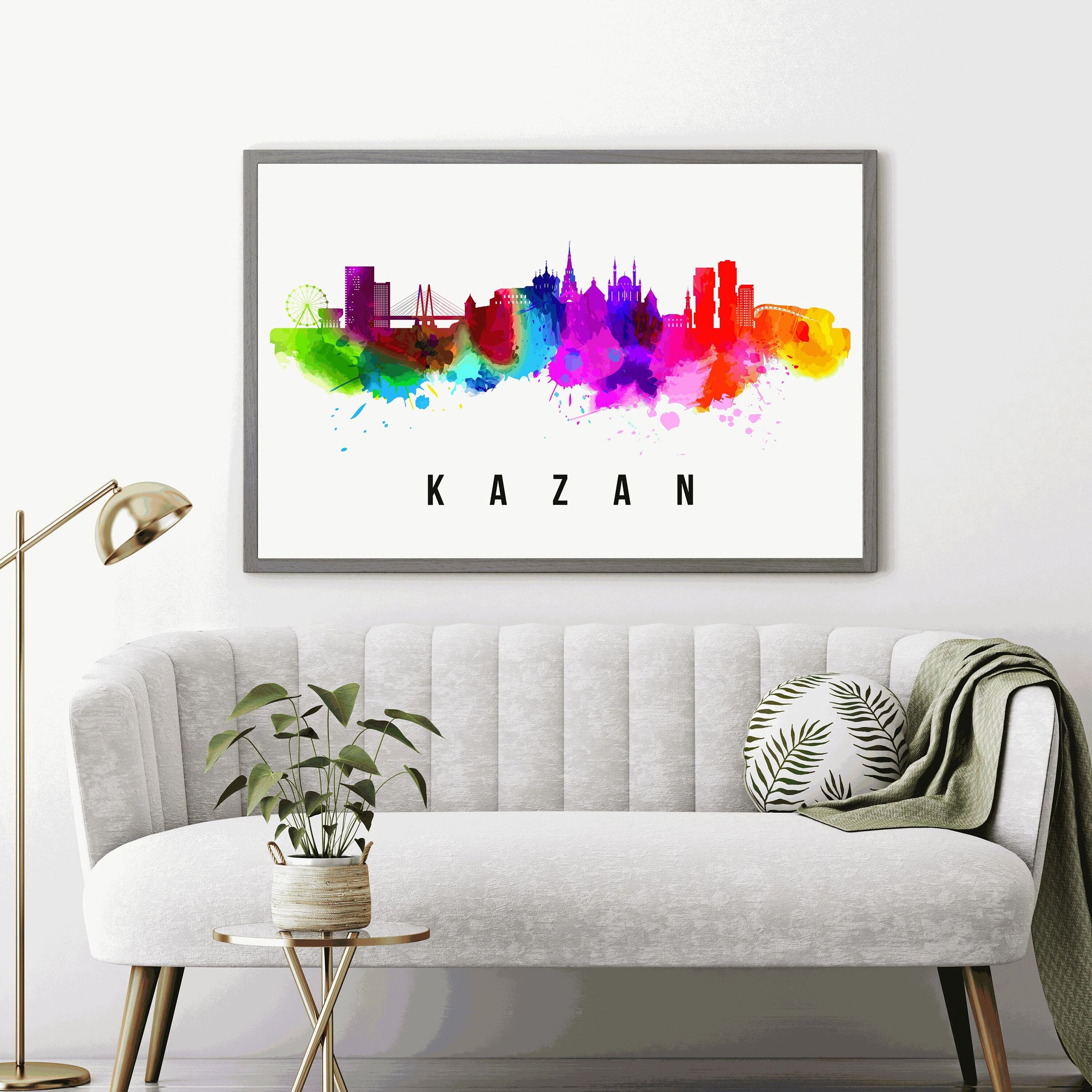 KAZAN - RUSSIA  Poster, Skyline Poster Cityscape and Landmark Kazan City Illustration Home Wall Art, Office Decor