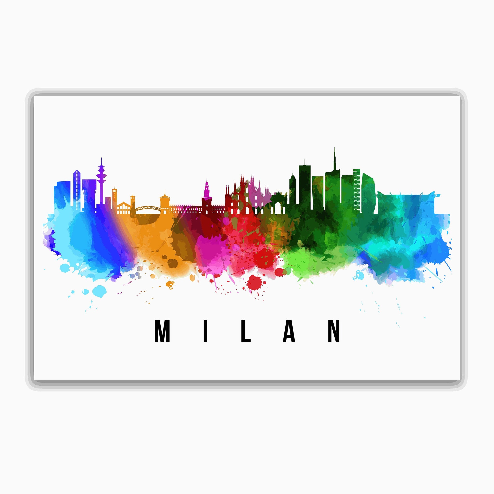 MILAN - ITALY Poster, Skyline Poster Cityscape and Landmark Milan City Illustration Home Wall Art, Office Decor