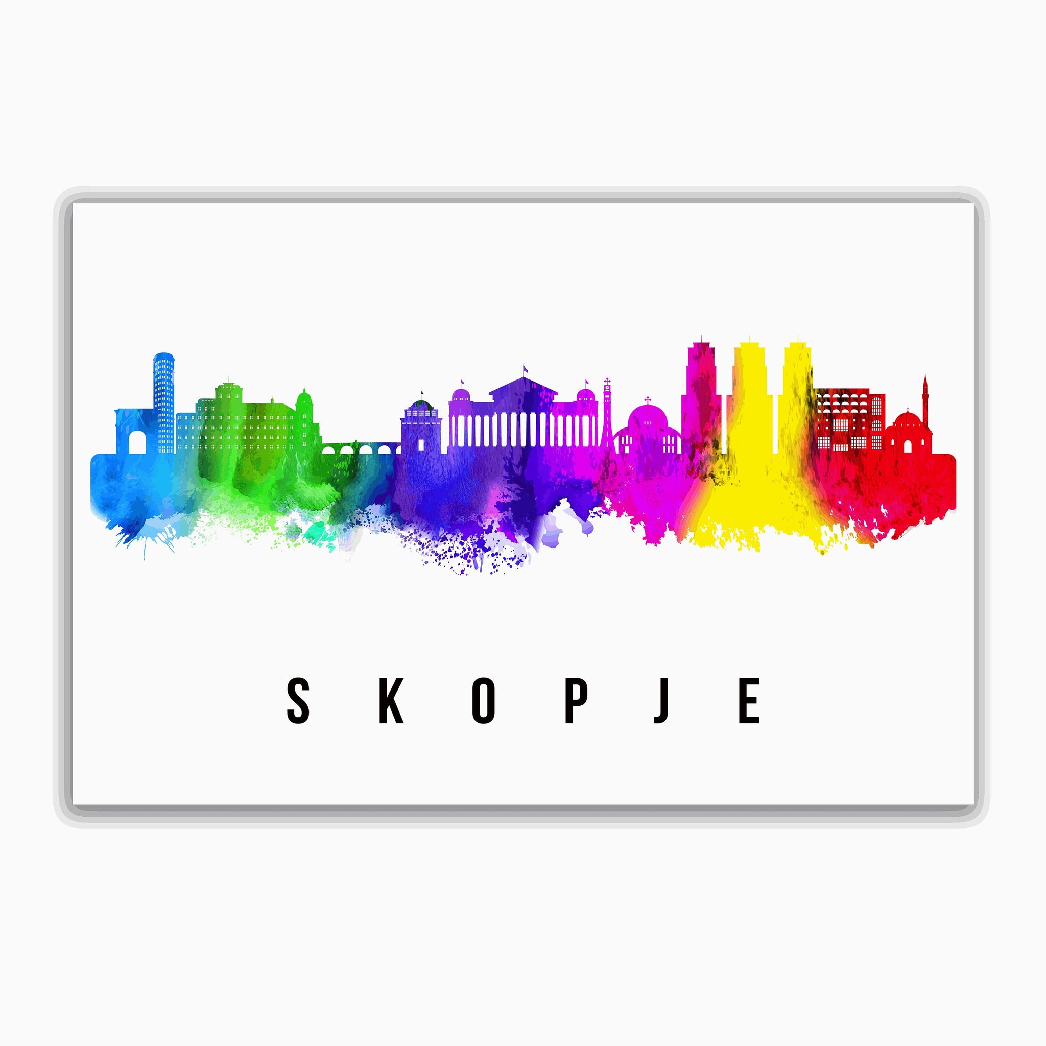 SKOPJE - MACEDONIA Poster, Skyline Poster Cityscape and Landmark Skopje City Illustration Home Wall Art, Office Decor