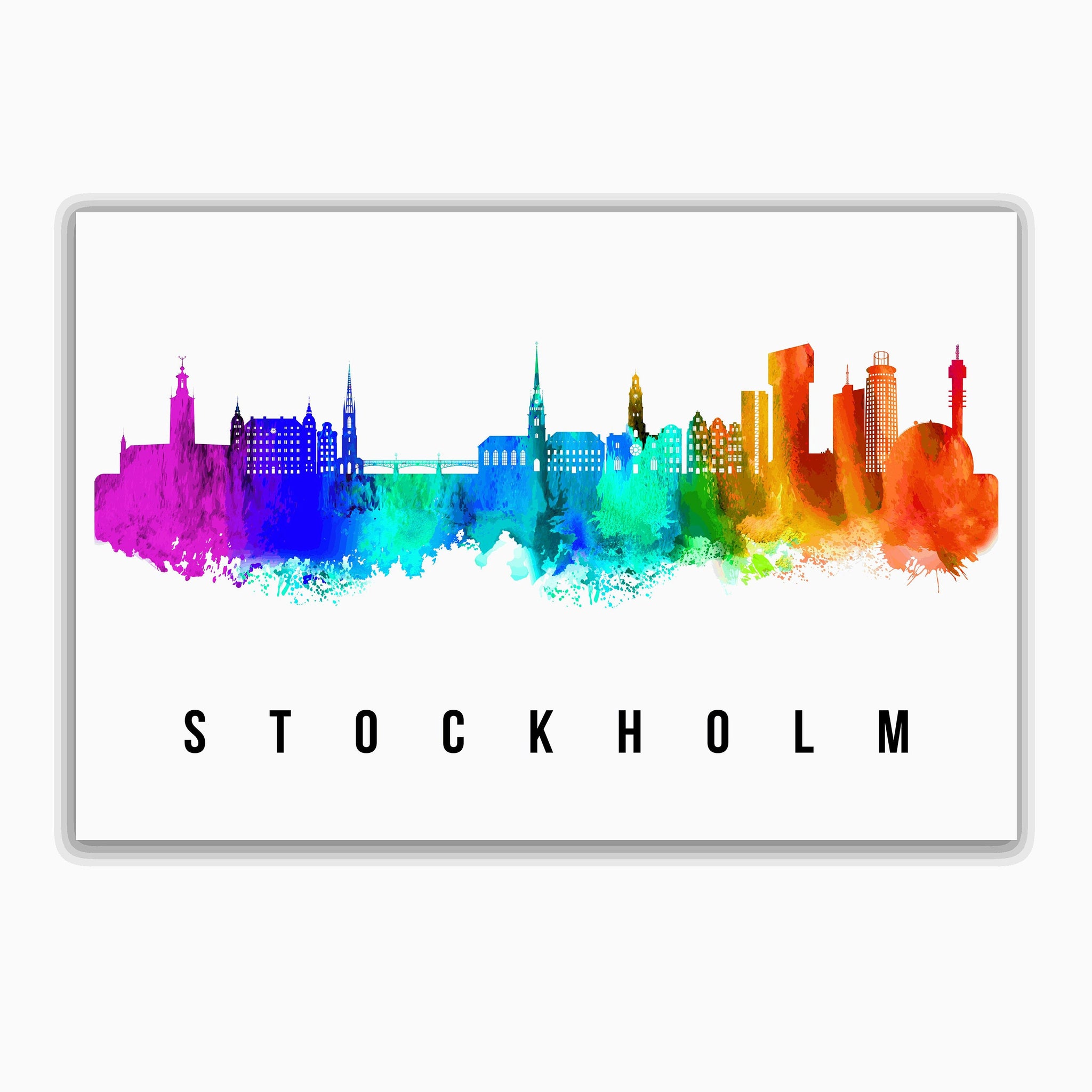 STOCKHOLM - SWEDEN Poster, Skyline Poster Cityscape and Landmark Stockholm City Illustration Home Wall Art, Office Decor