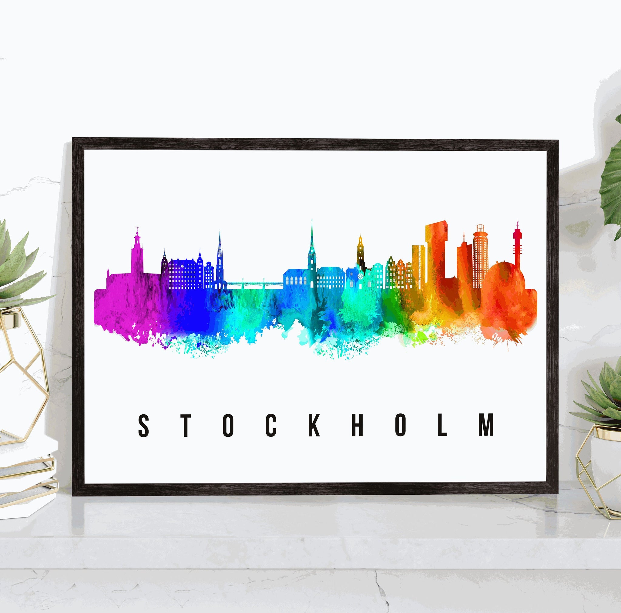 STOCKHOLM - SWEDEN Poster, Skyline Poster Cityscape and Landmark Stockholm City Illustration Home Wall Art, Office Decor