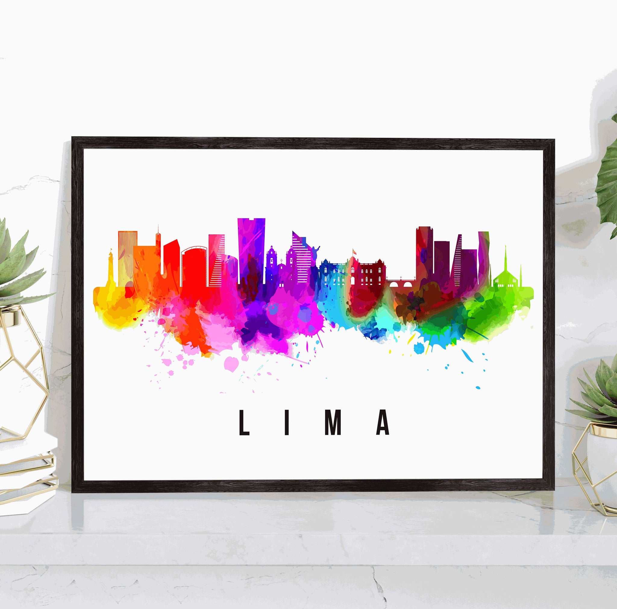 LIMA - PERU Poster, Skyline Poster Cityscape and Landmark Lima City Illustration Home Wall Art, Office Decor