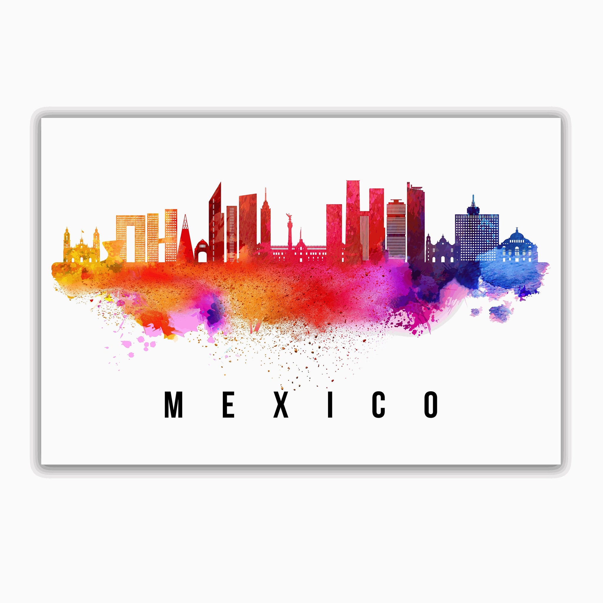 MEXICO CITY - MEXICO Poster, Skyline Poster Cityscape and Landmark Mexico City Illustration Home Wall Art, Office Decor