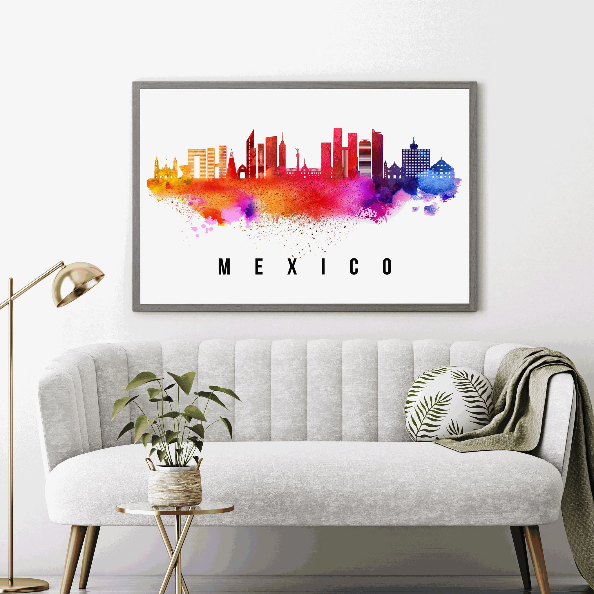 MEXICO CITY - MEXICO Poster, Skyline Poster Cityscape and Landmark Mexico City Illustration Home Wall Art, Office Decor